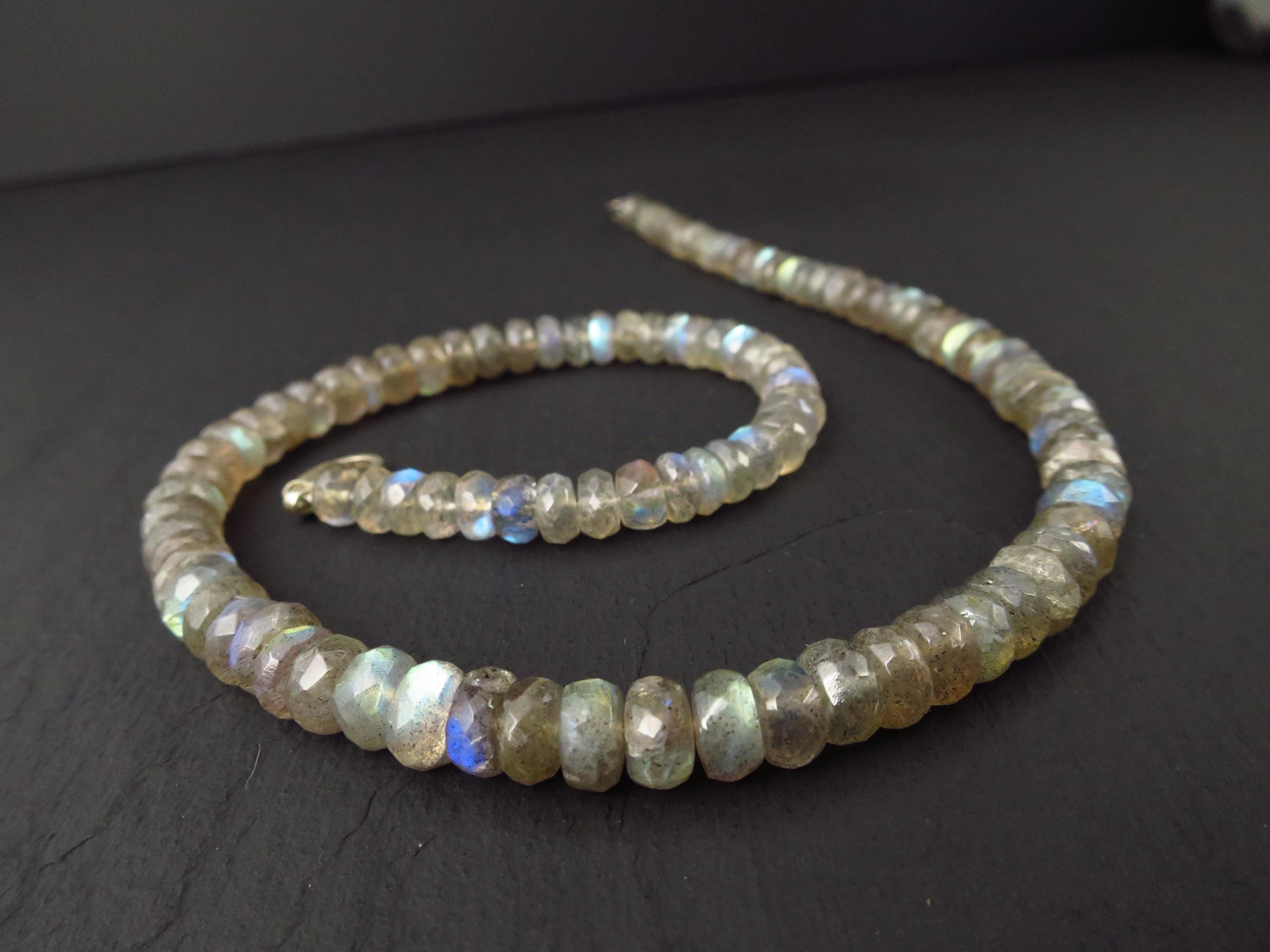 Labradorit Kette Silber Labradorit Collier facettiert 925 Sterling Silber Verschluss Labradorit Madagaskar Natur Stein