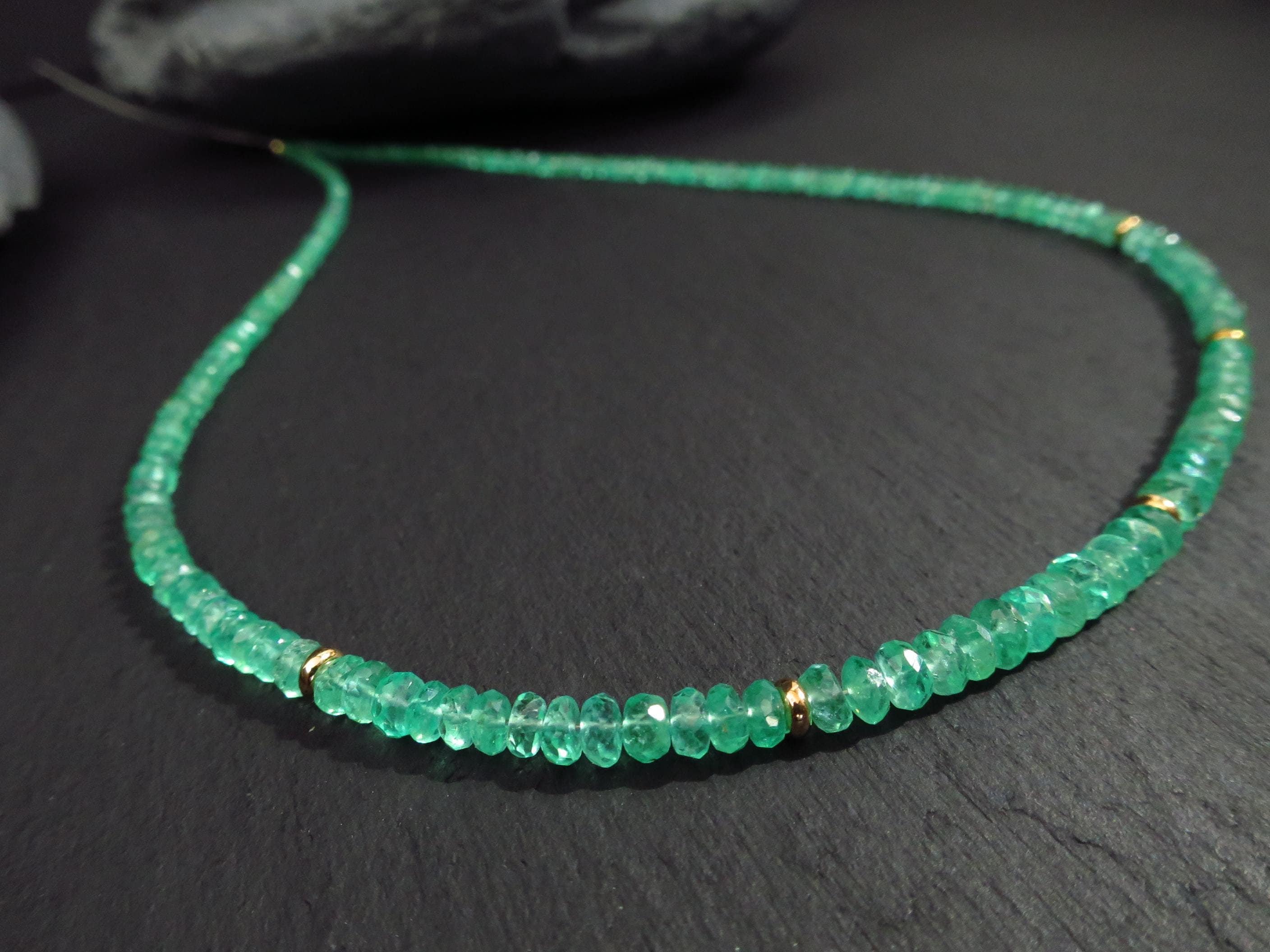 Smaragd Kette Gold Smaragd Collier solid Gold Smaragd Kolumbien Halskette Natur Smaragd Edelstein 9 Karat Gold Verschluss grüner Beryll