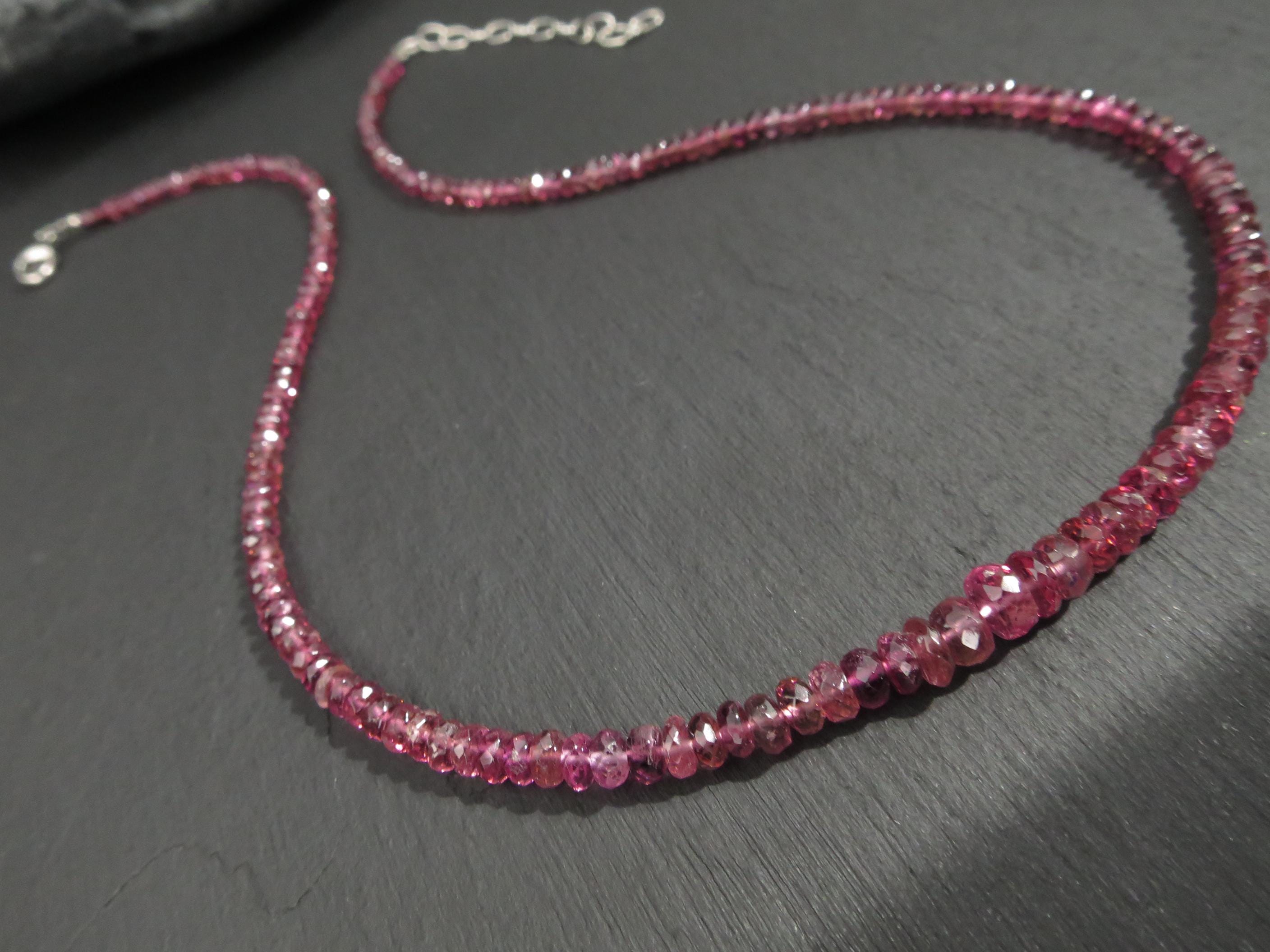 Pink Turmalin Kette facettiert echtes Edelstein Collier