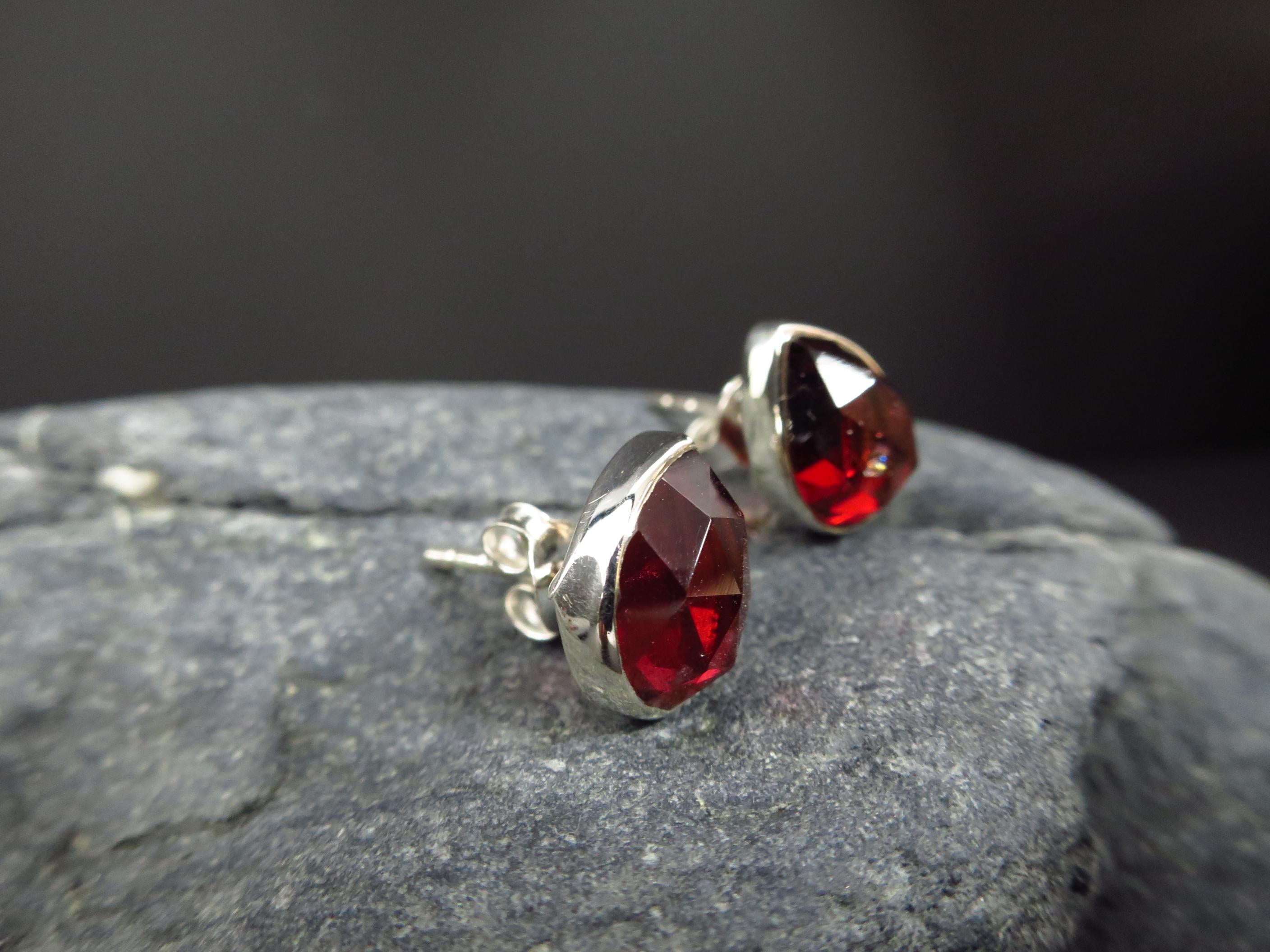 Granat Silber Ohrringe Ohrstecker Rose cut Mosambik 2