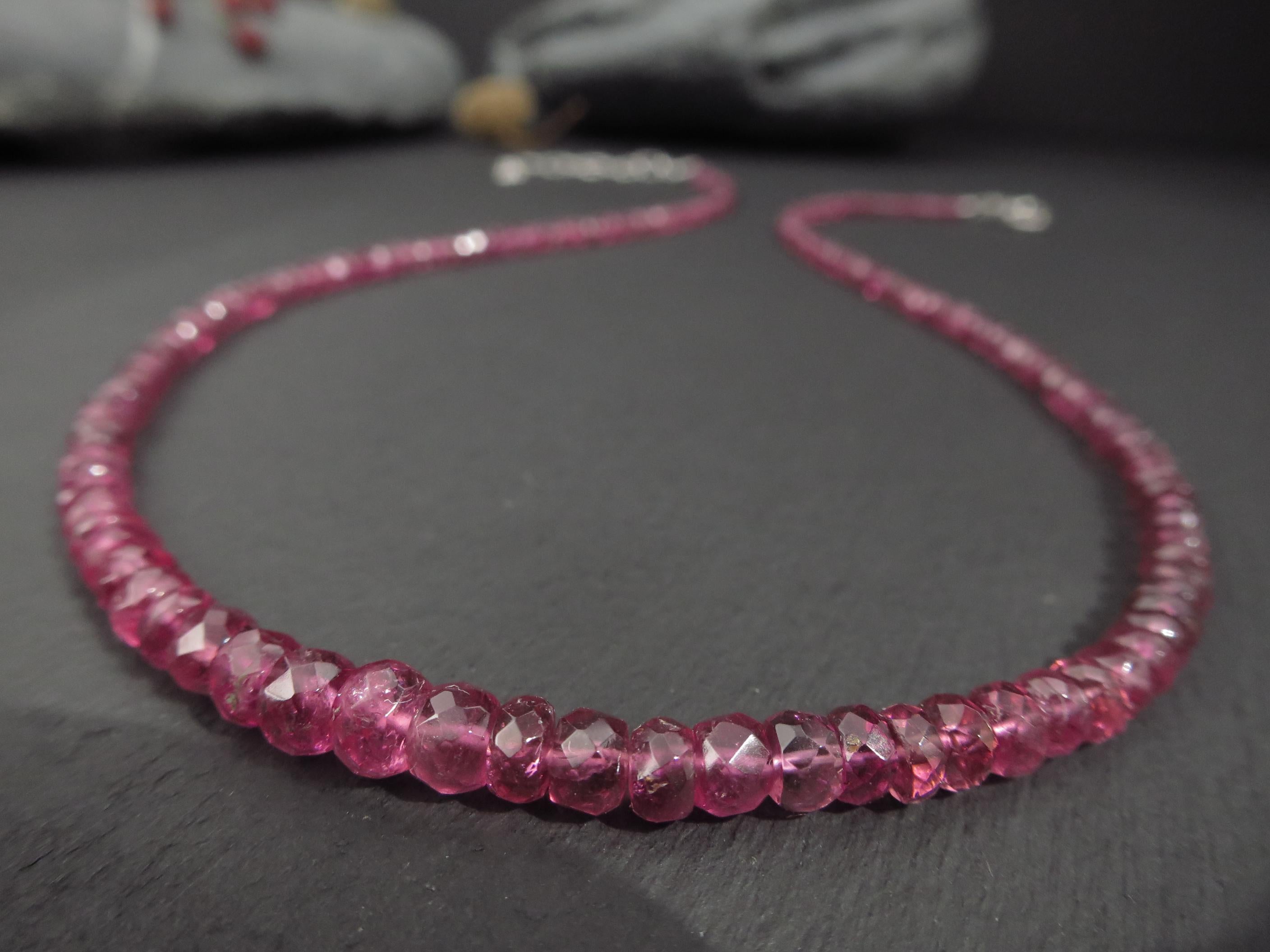Pink Turmalin Kette Silber Rubellit Edelstein Halskette