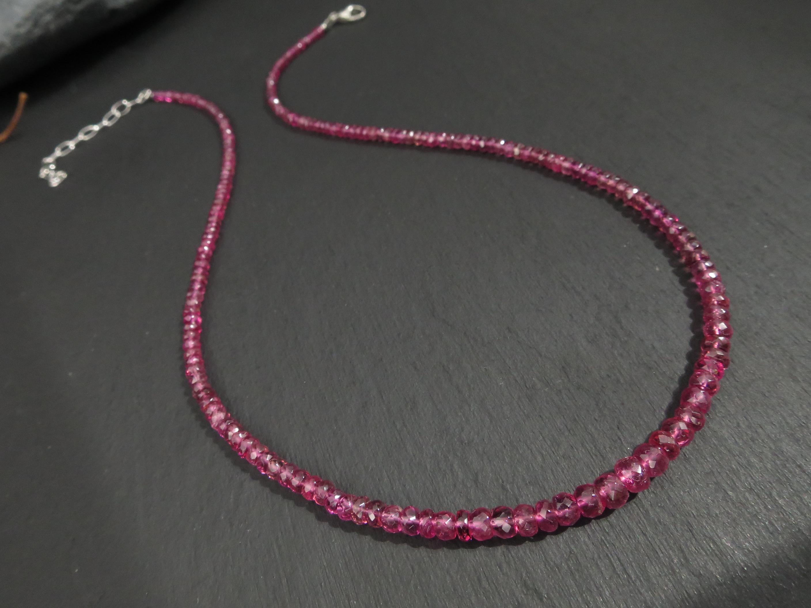 Pink Turmalin Kette Silber Rubellit Edelstein Halskette