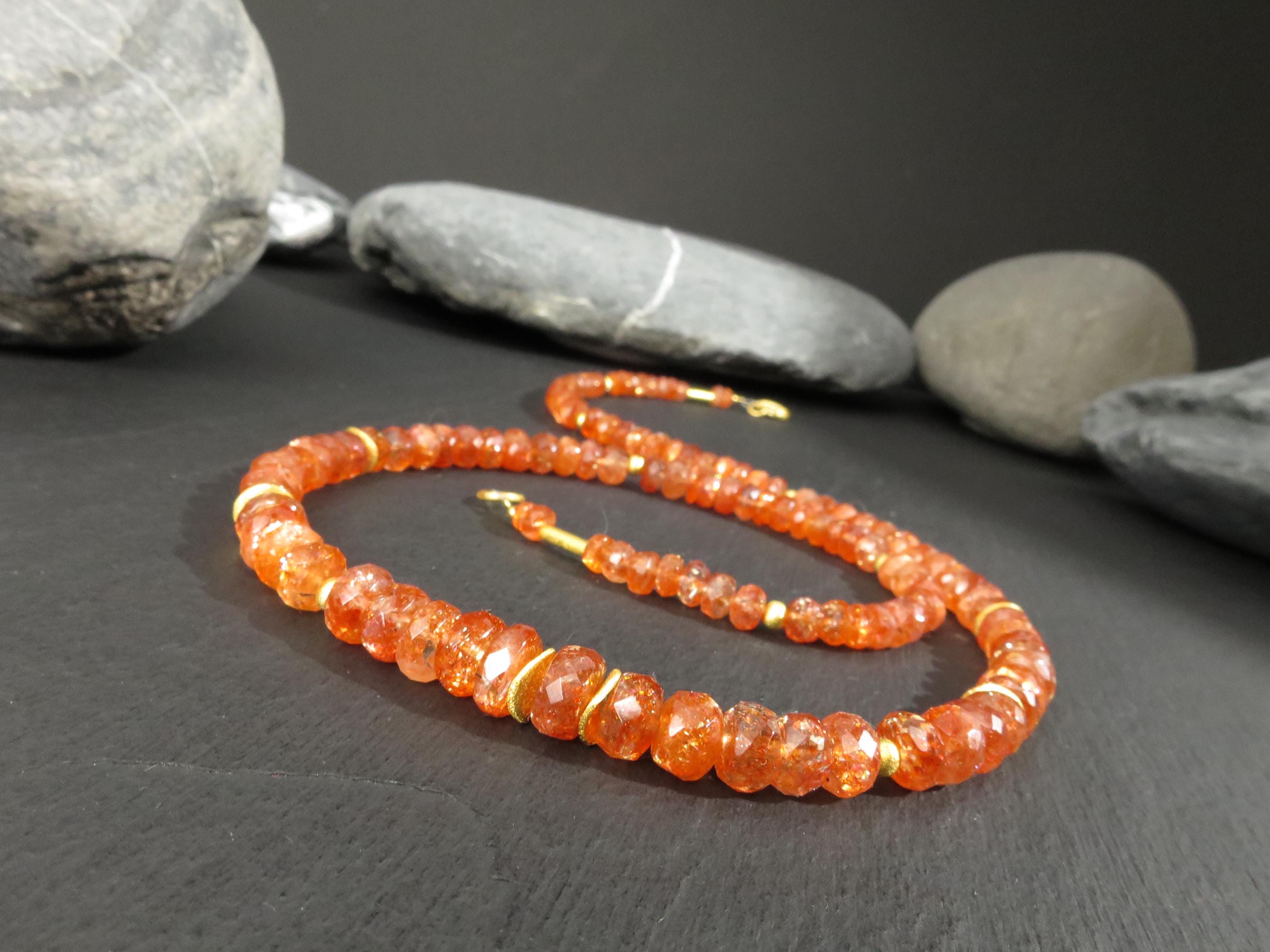 Sonnenstein Kette 48,5cm vergoldet Edelsteinkette