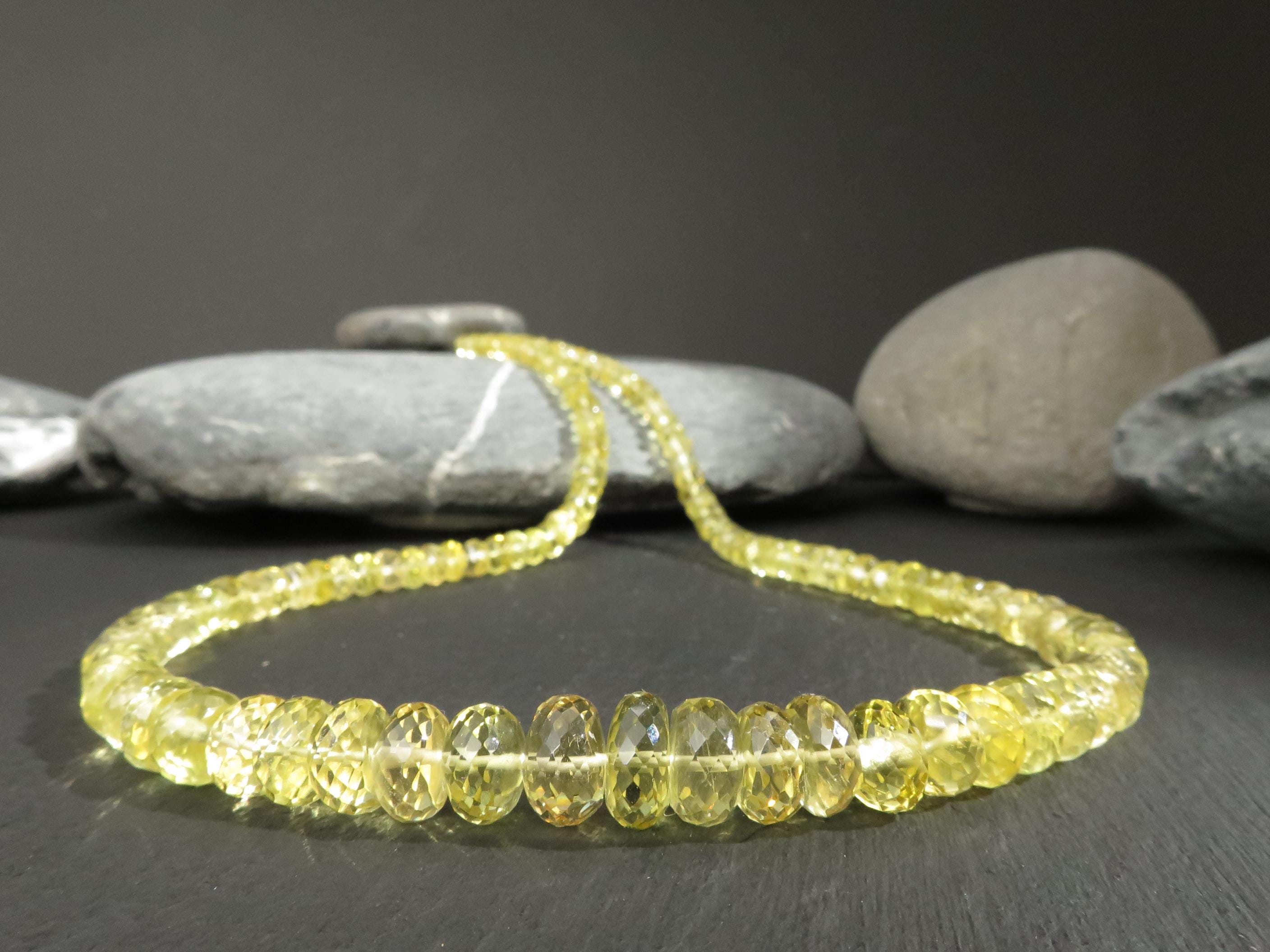 Heliodor Kette gelb 46cm AAA Beryll Edelsteinkette