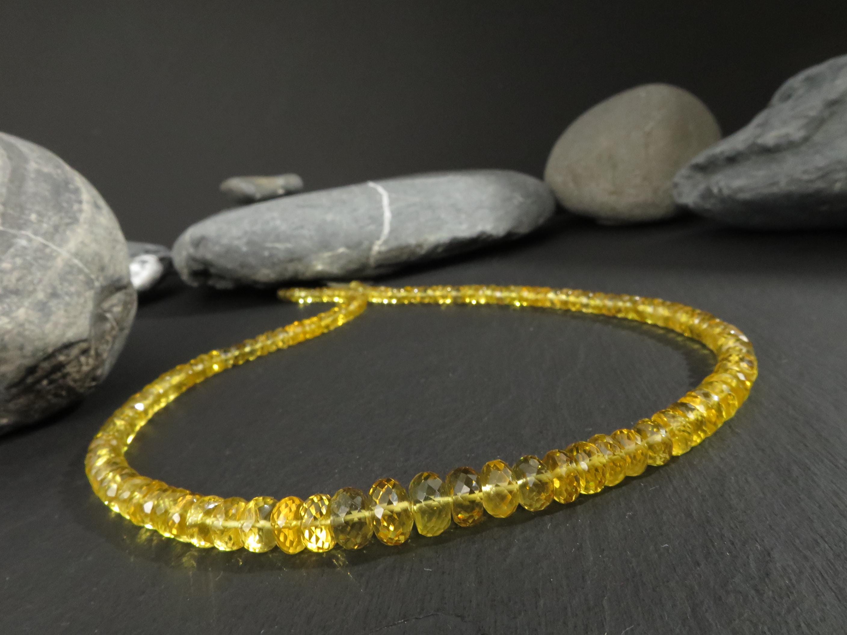 Heliodor Kette dunkelgelb 46cm Beryll Edelsteinkette