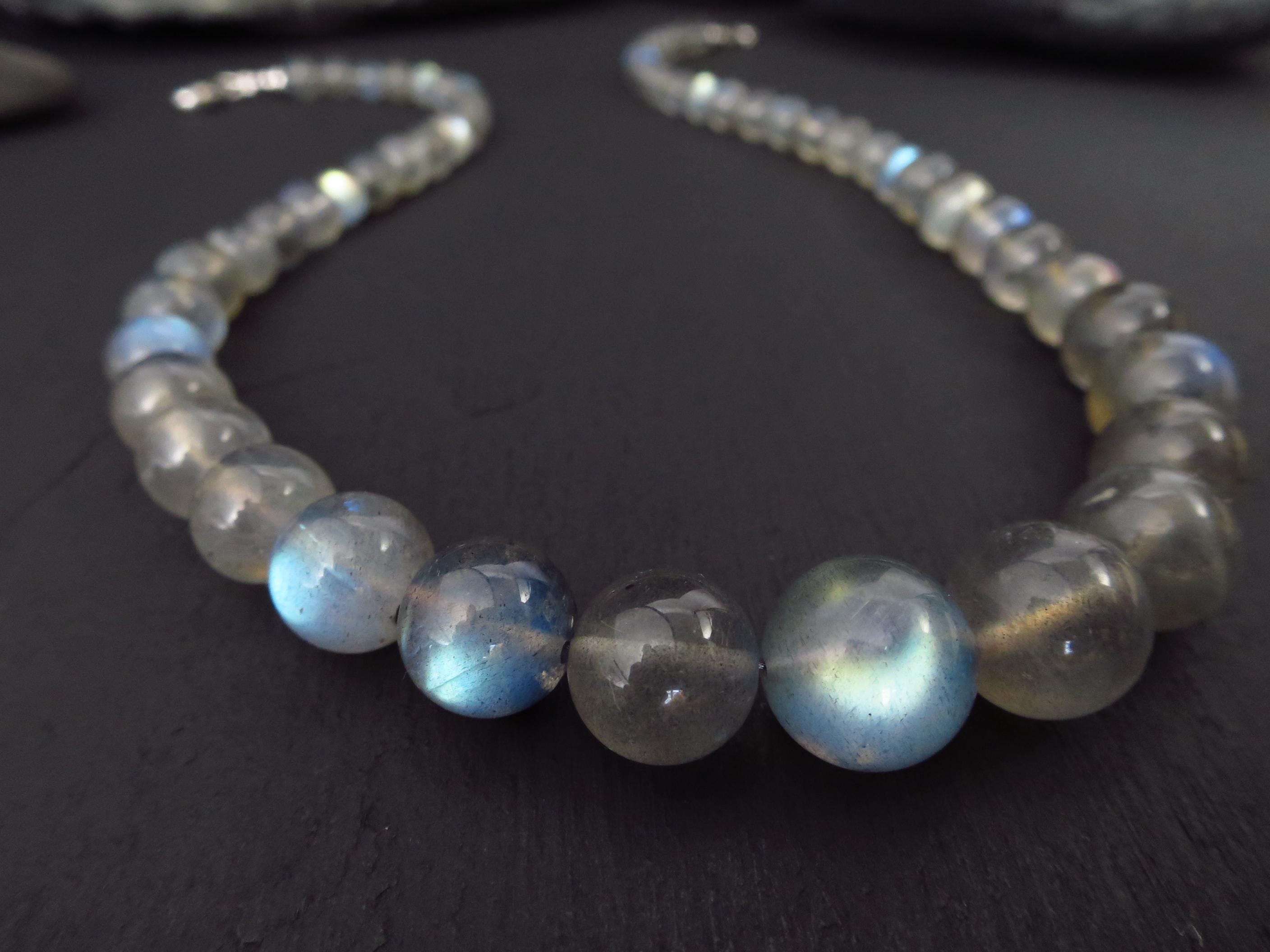 Labradorit Kette 49cm Edelstein Kugelkette