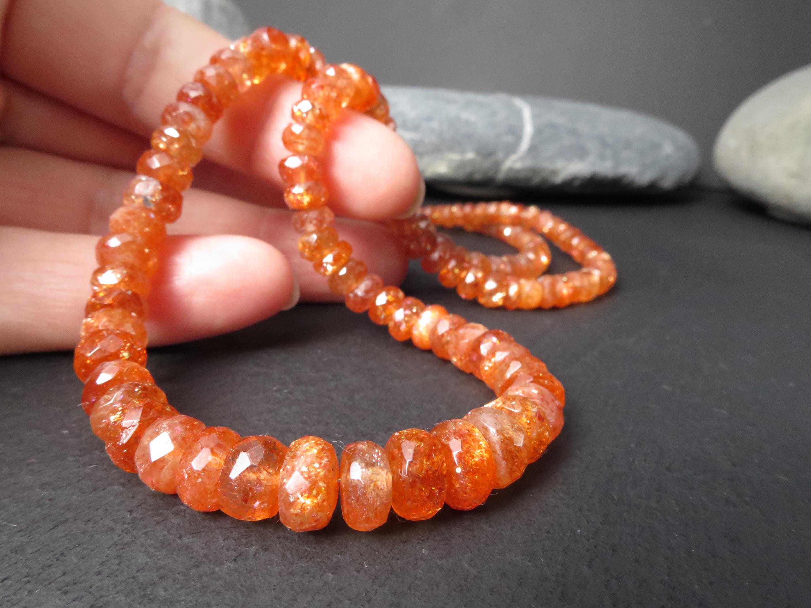 Sonnenstein Kette 47cm Sterling Silber Edelsteinkette