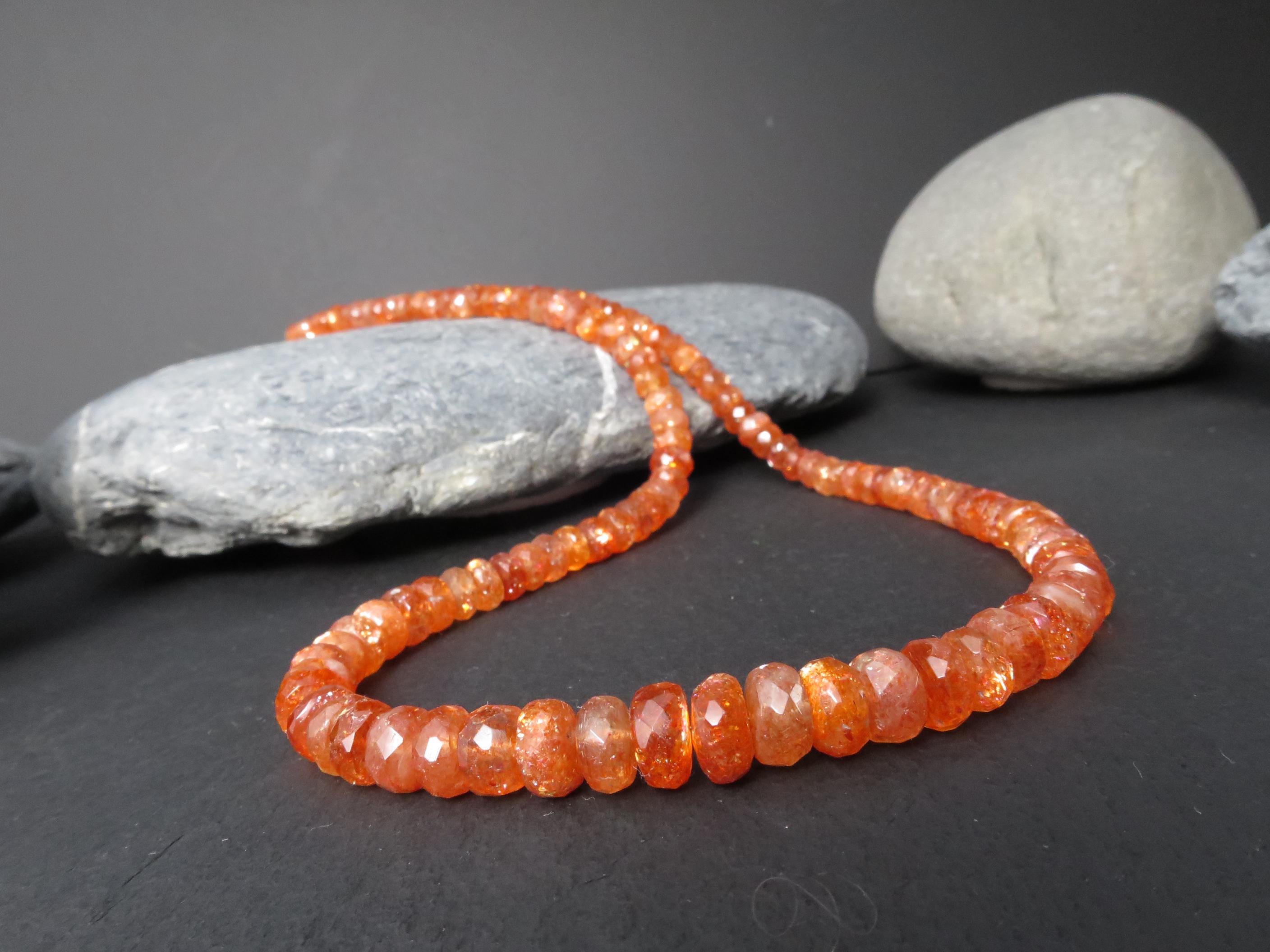 Sonnenstein Kette 47cm Sterling Silber Edelsteinkette