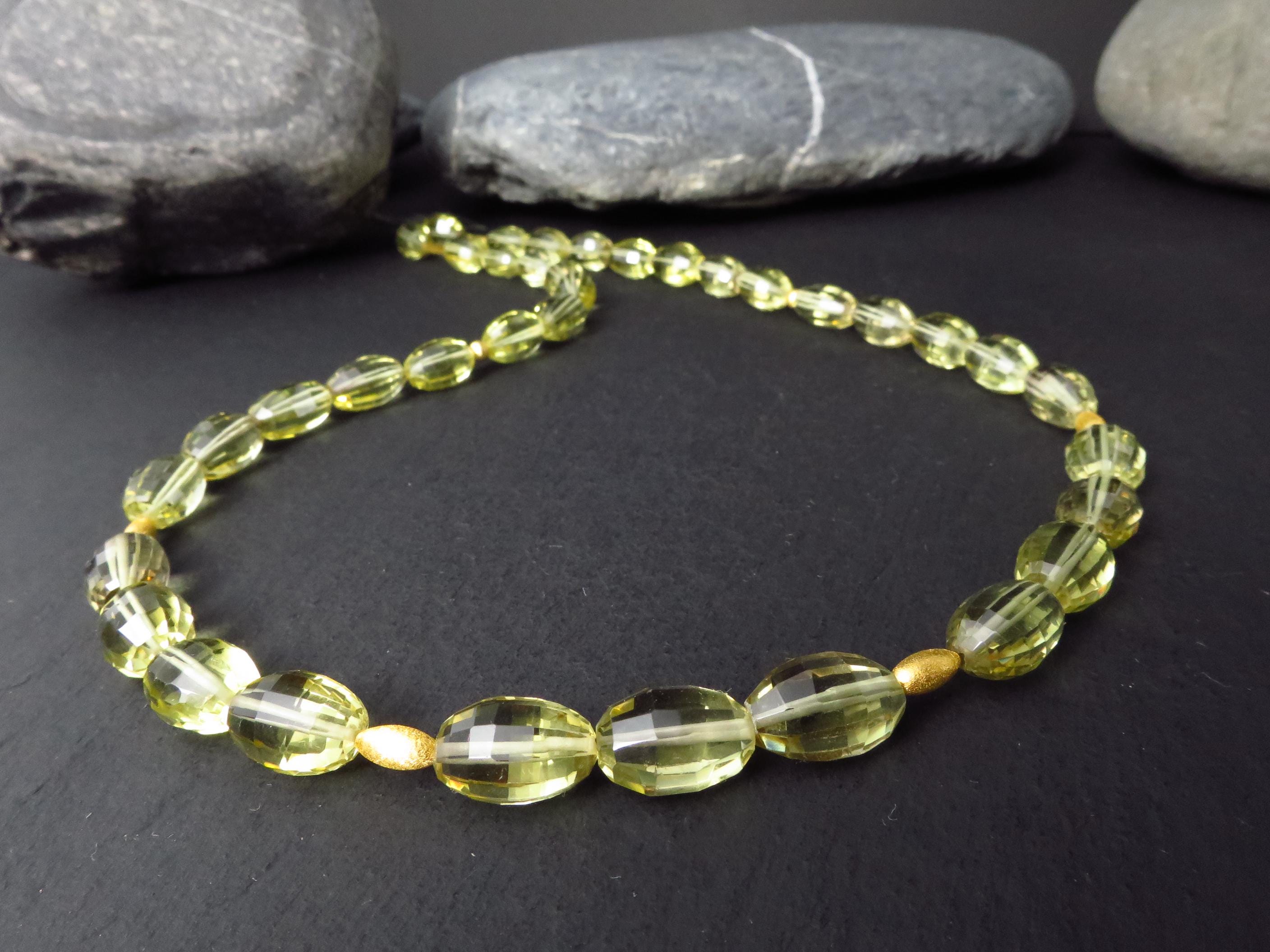 Citrin Edelsteinkette gelb 47cm Silber Lemonquarz