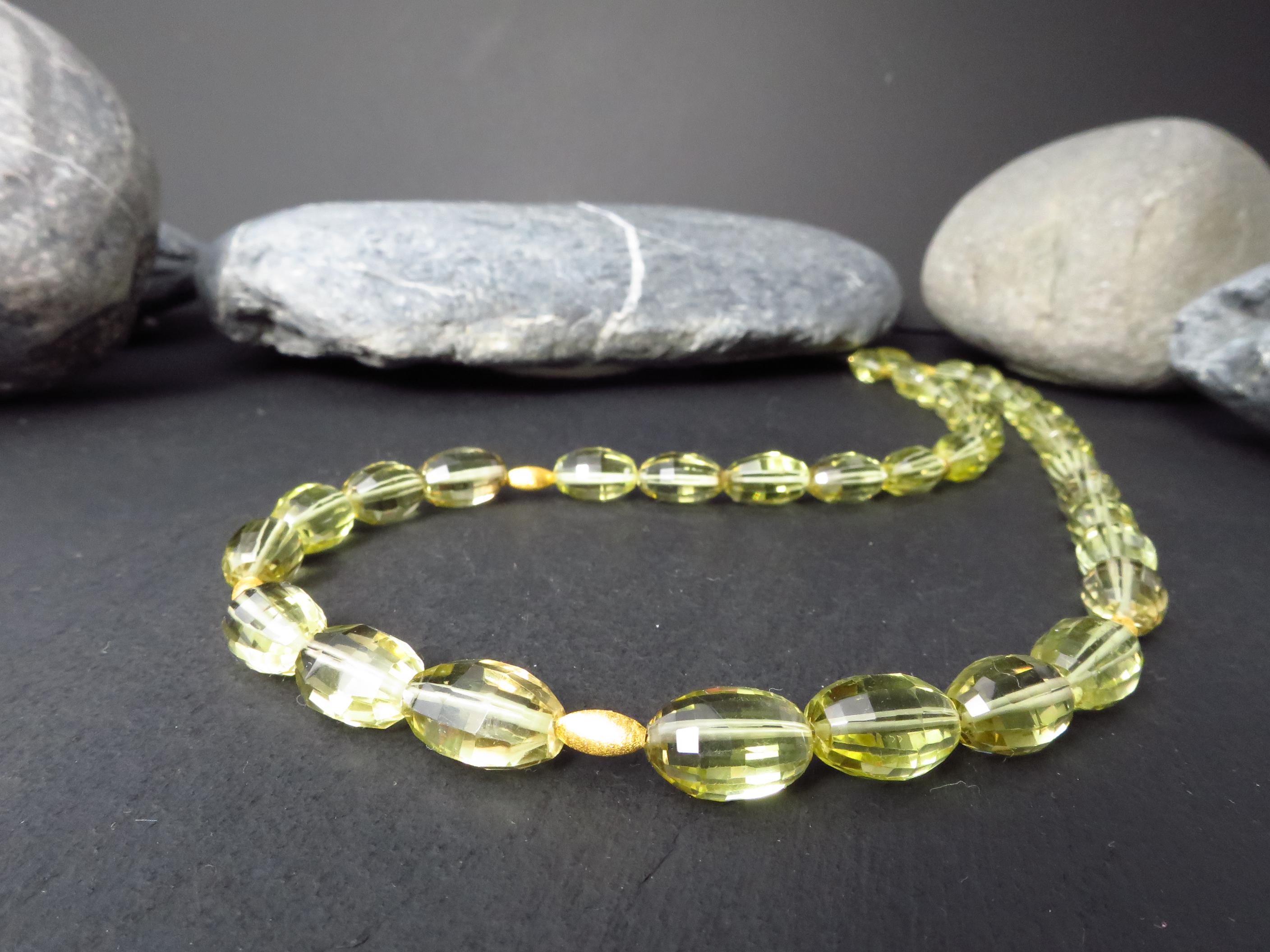 Citrin Edelsteinkette gelb 47cm Silber Lemonquarz