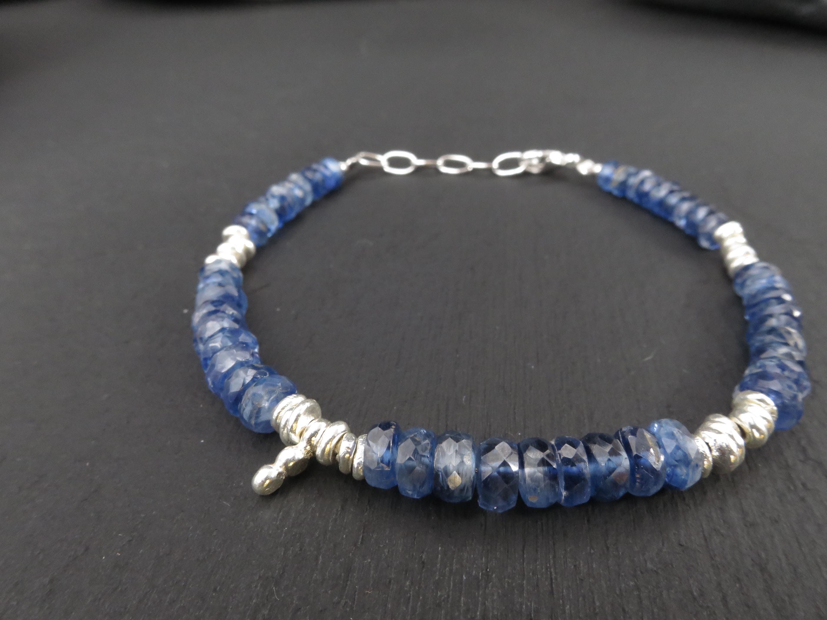 Kyanit Armband facettiert Edelsteinarmband blau Silber