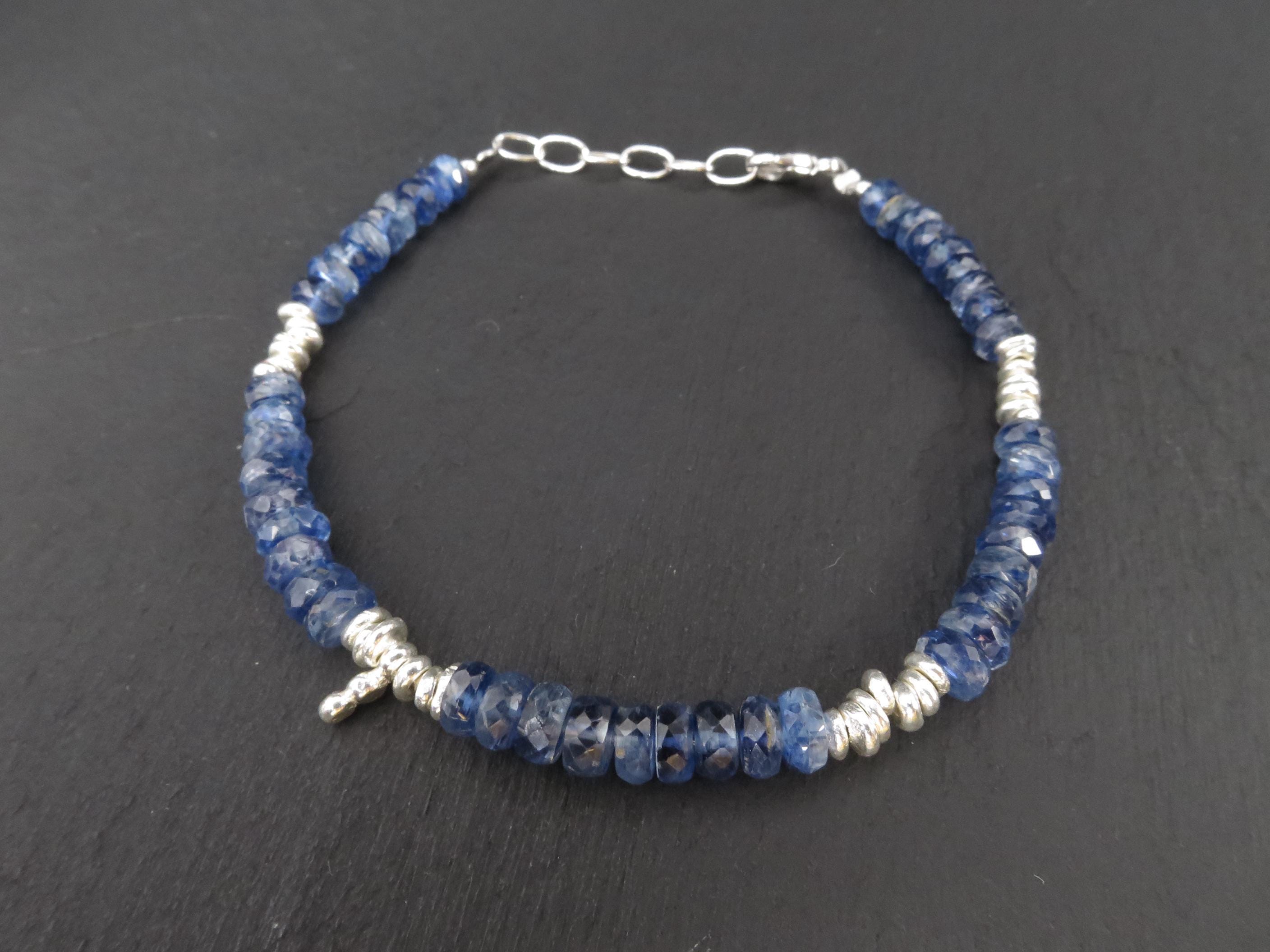 Kyanit Armband facettiert Edelsteinarmband blau Silber