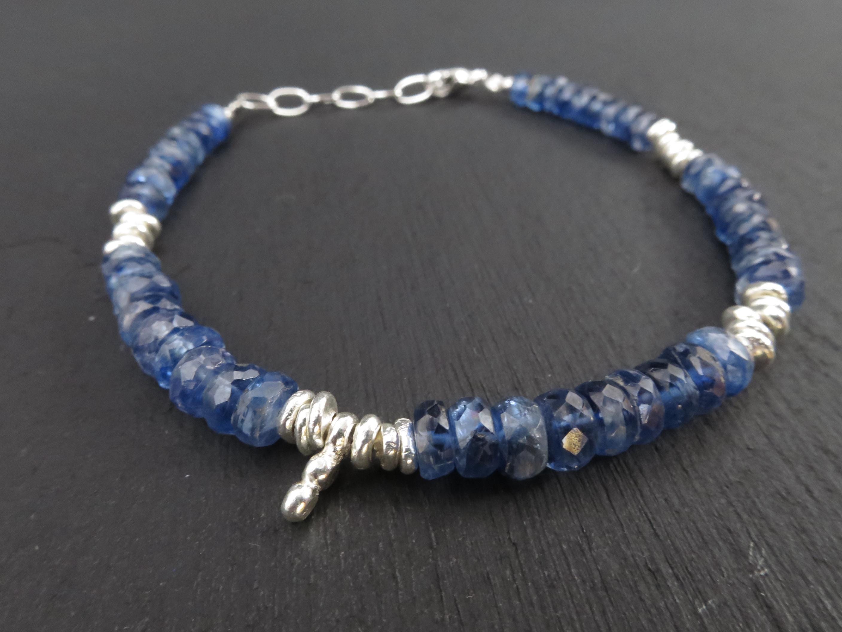 Kyanit Armband facettiert Edelsteinarmband blau Silber