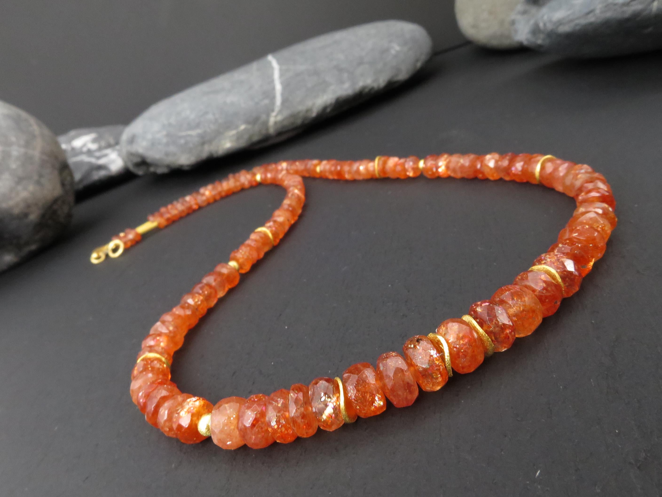 Sonnenstein Kette 48cm vergoldet Edelsteinkette