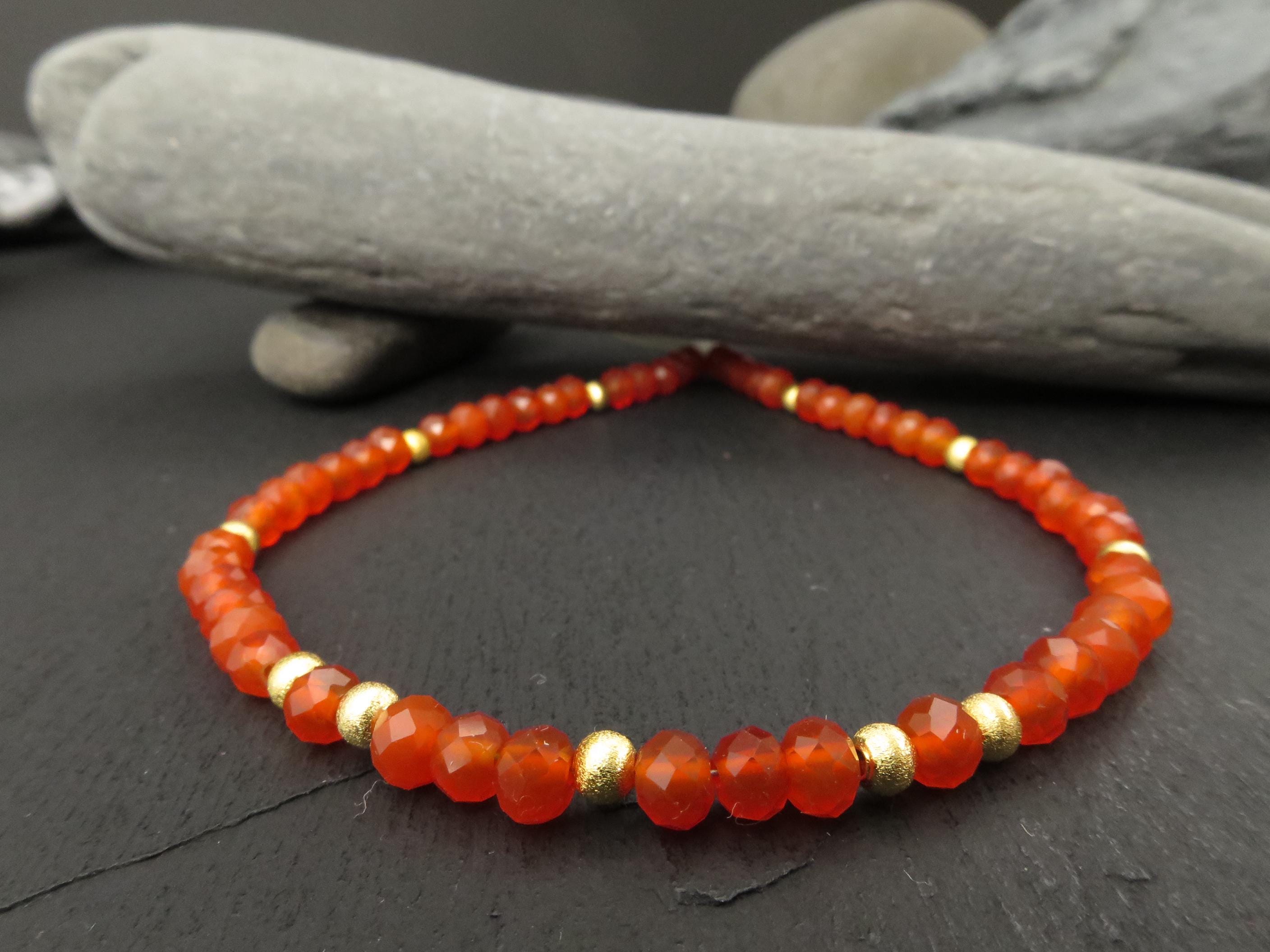 Karneol Edelstein Armband Silber vergoldet orange