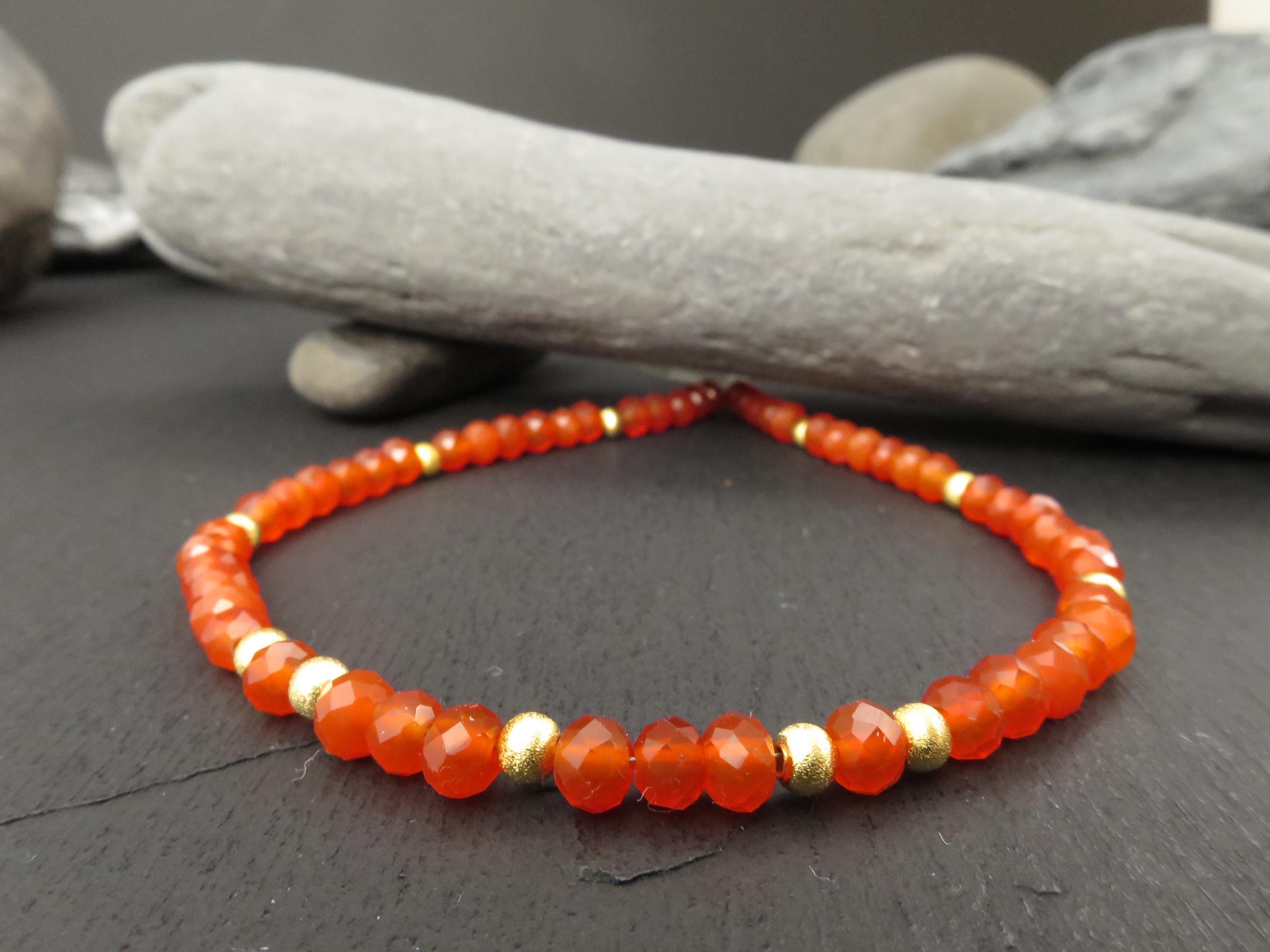 Karneol Edelstein Armband Silber vergoldet orange
