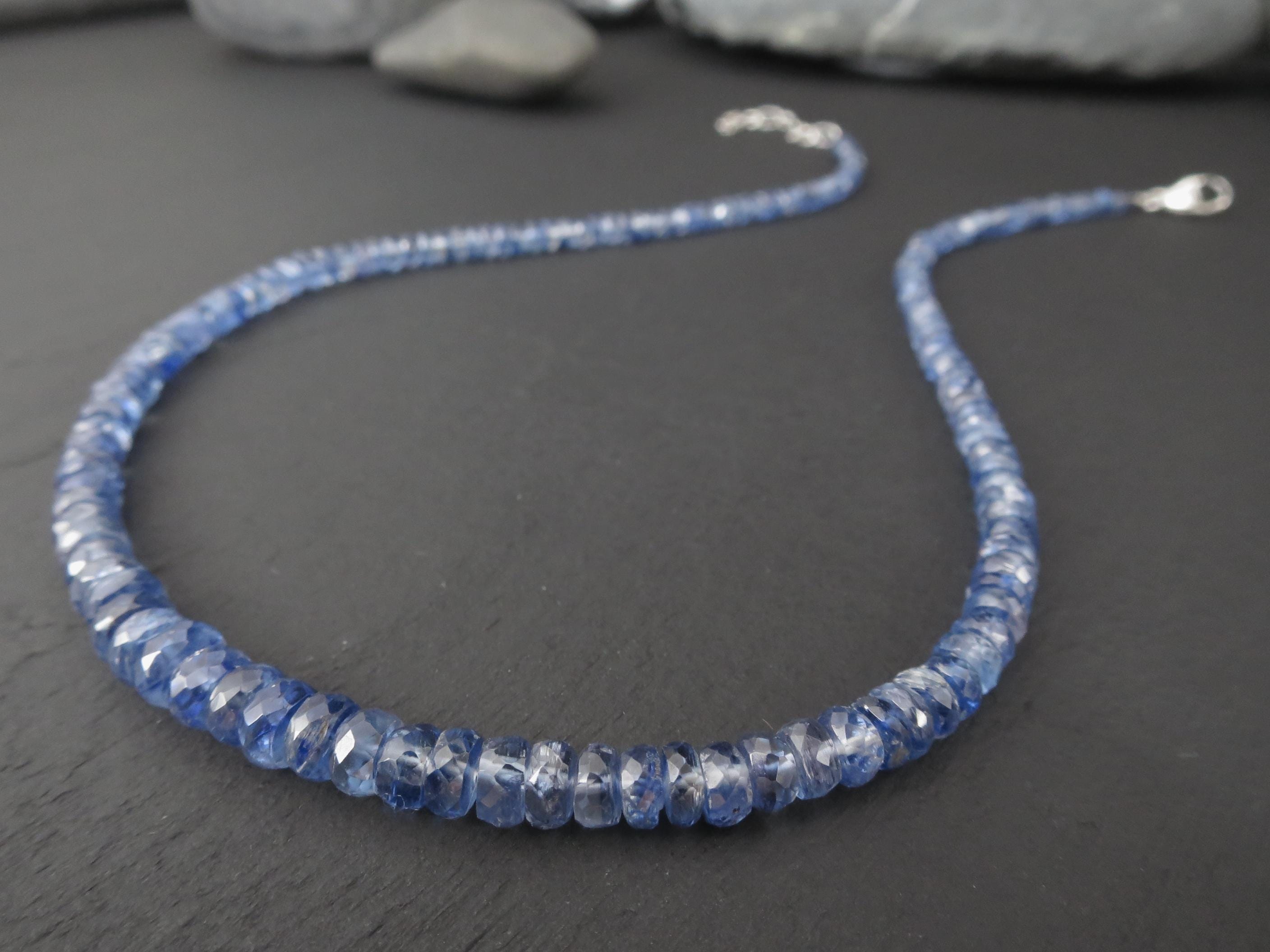 Kyanit Kette mit Verlängerungskette Edelsteinkette blau