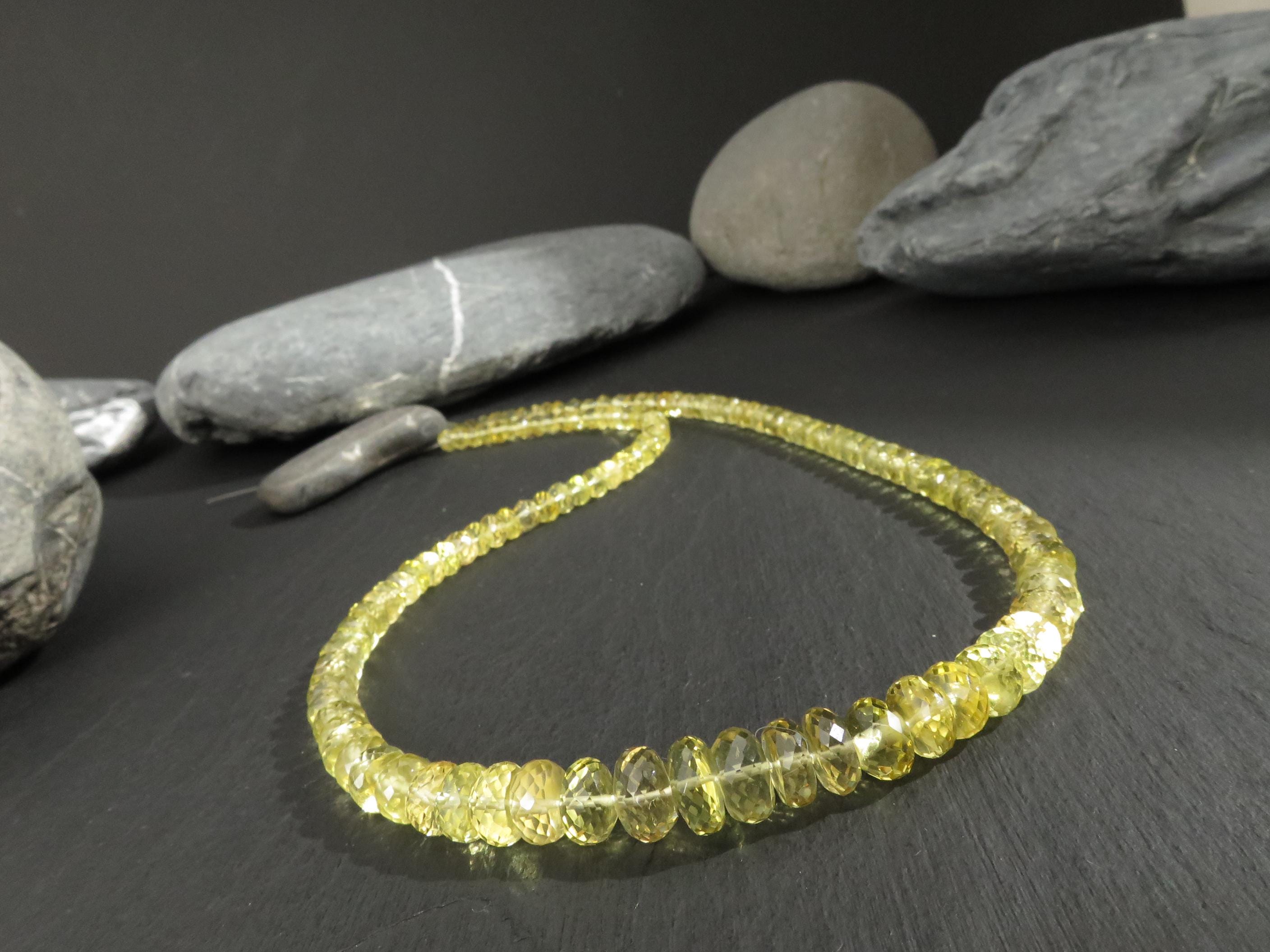 Heliodor Kette gelb 46cm AAA Beryll Edelsteinkette