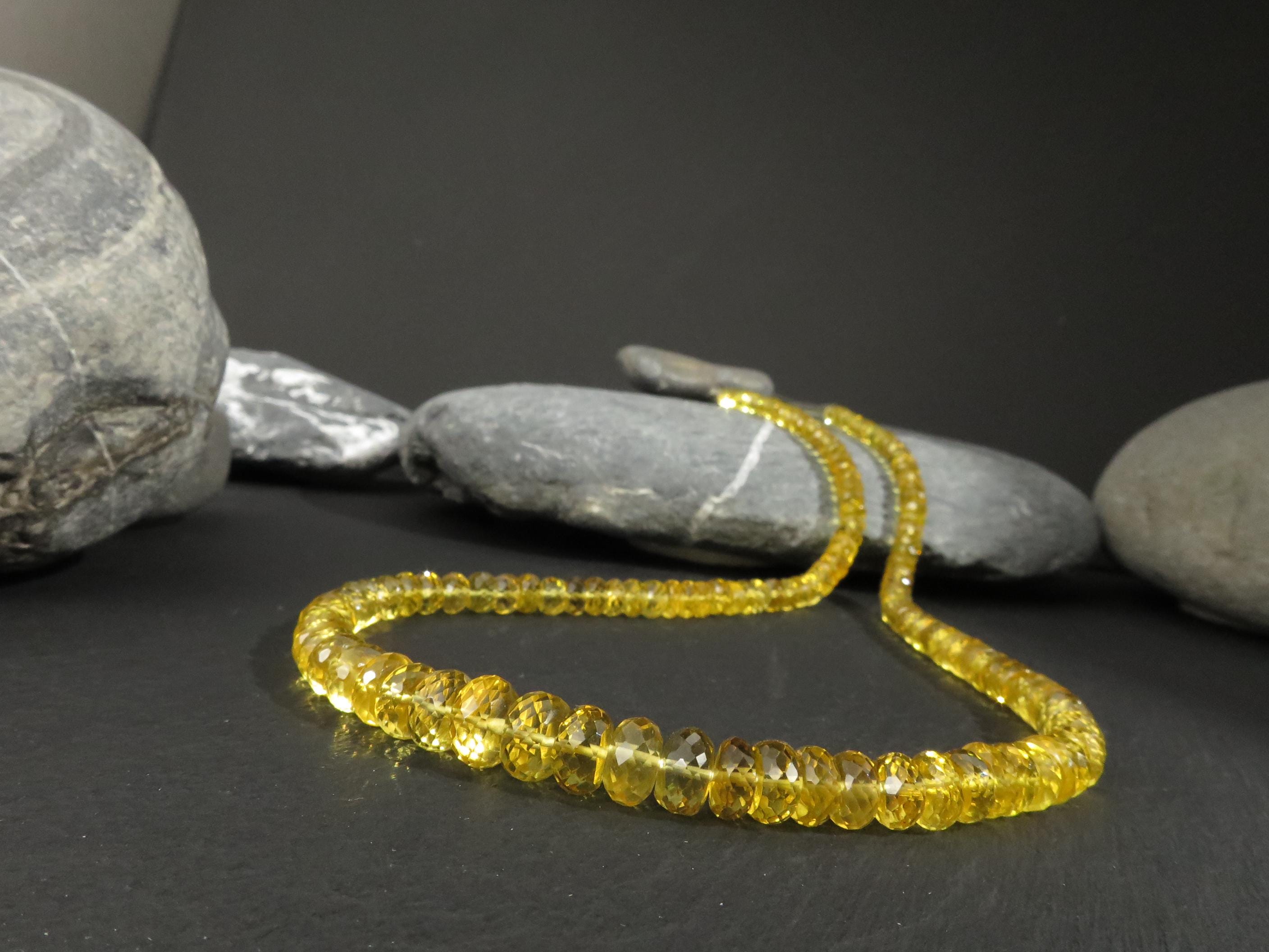 Heliodor Kette dunkelgelb 46cm Beryll Edelsteinkette