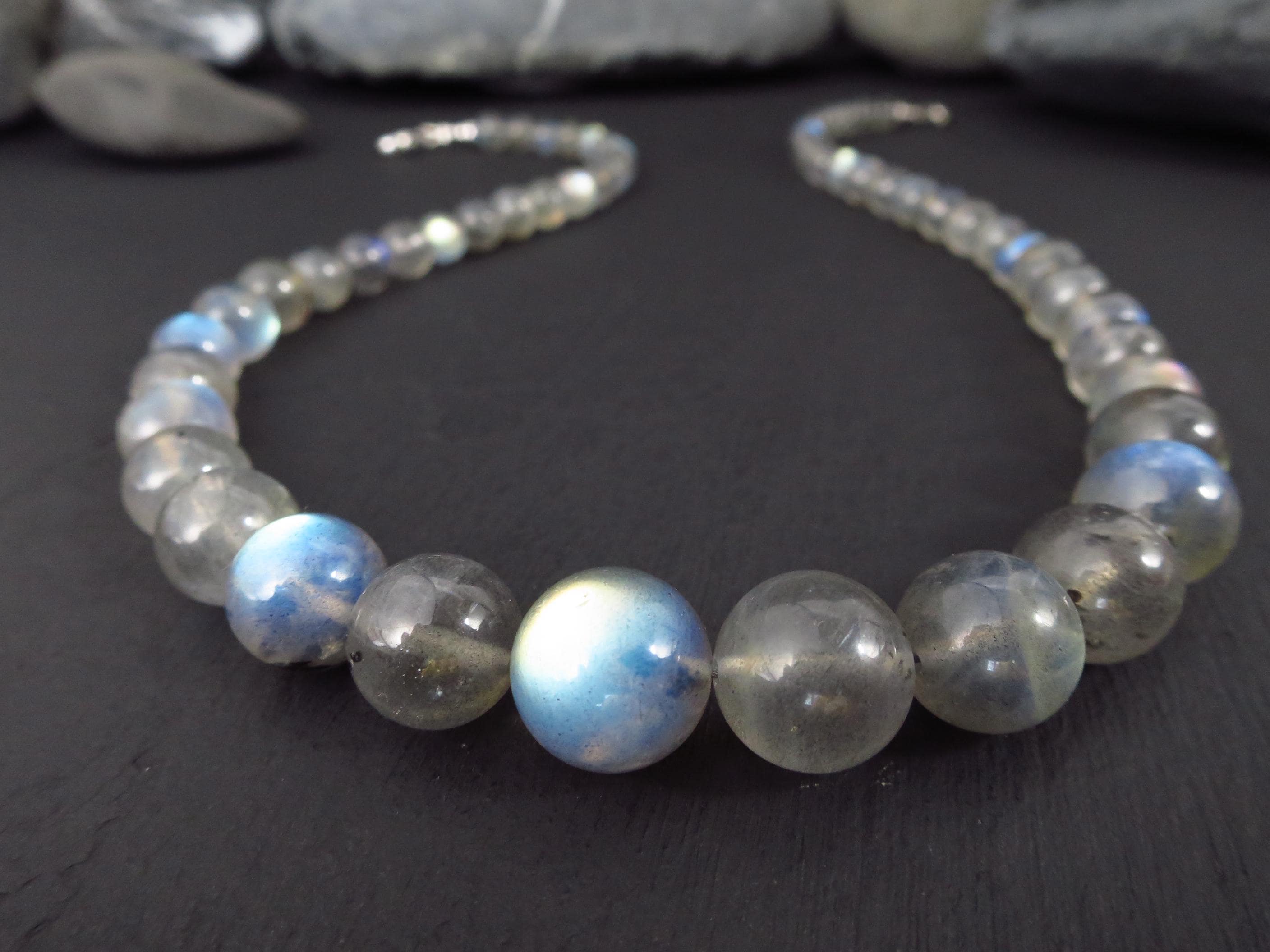 Labradorit Kette 49cm Edelstein Kugelkette