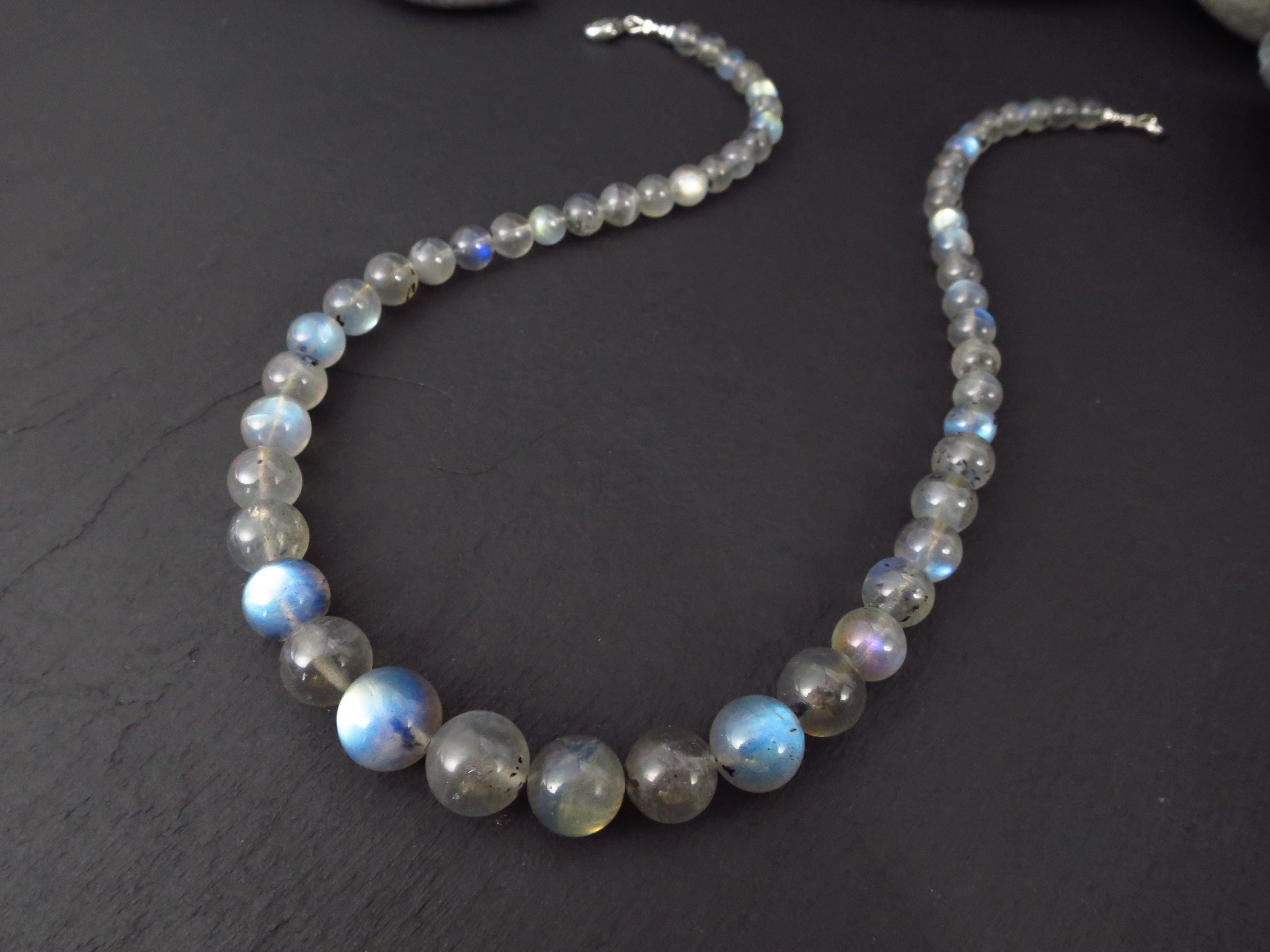 Labradorit Kette 49cm Edelstein Kugelkette
