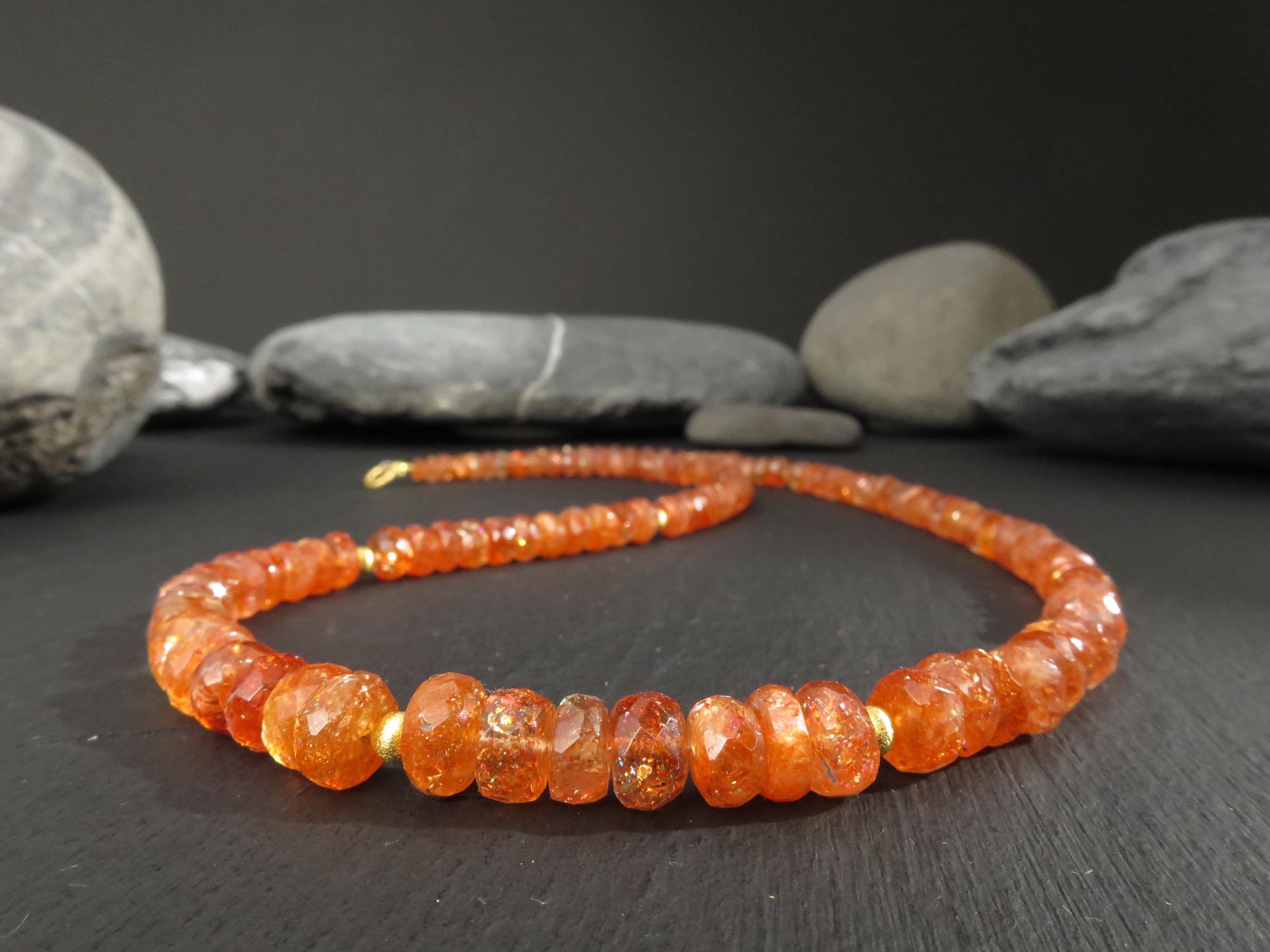 Sonnenstein Kette 46cm vergoldet Edelsteinkette