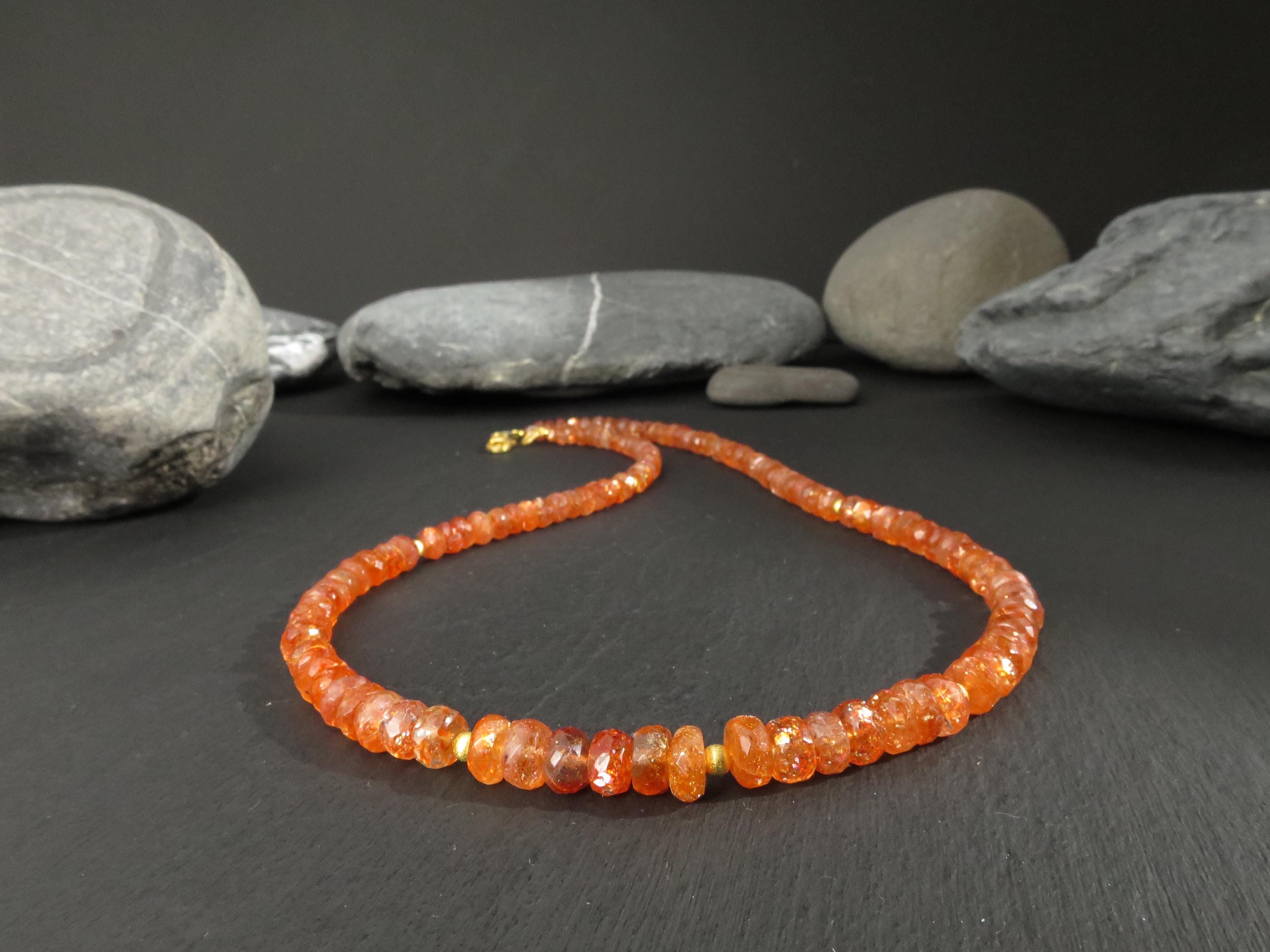 Sonnenstein Kette 46cm vergoldet Edelsteinkette