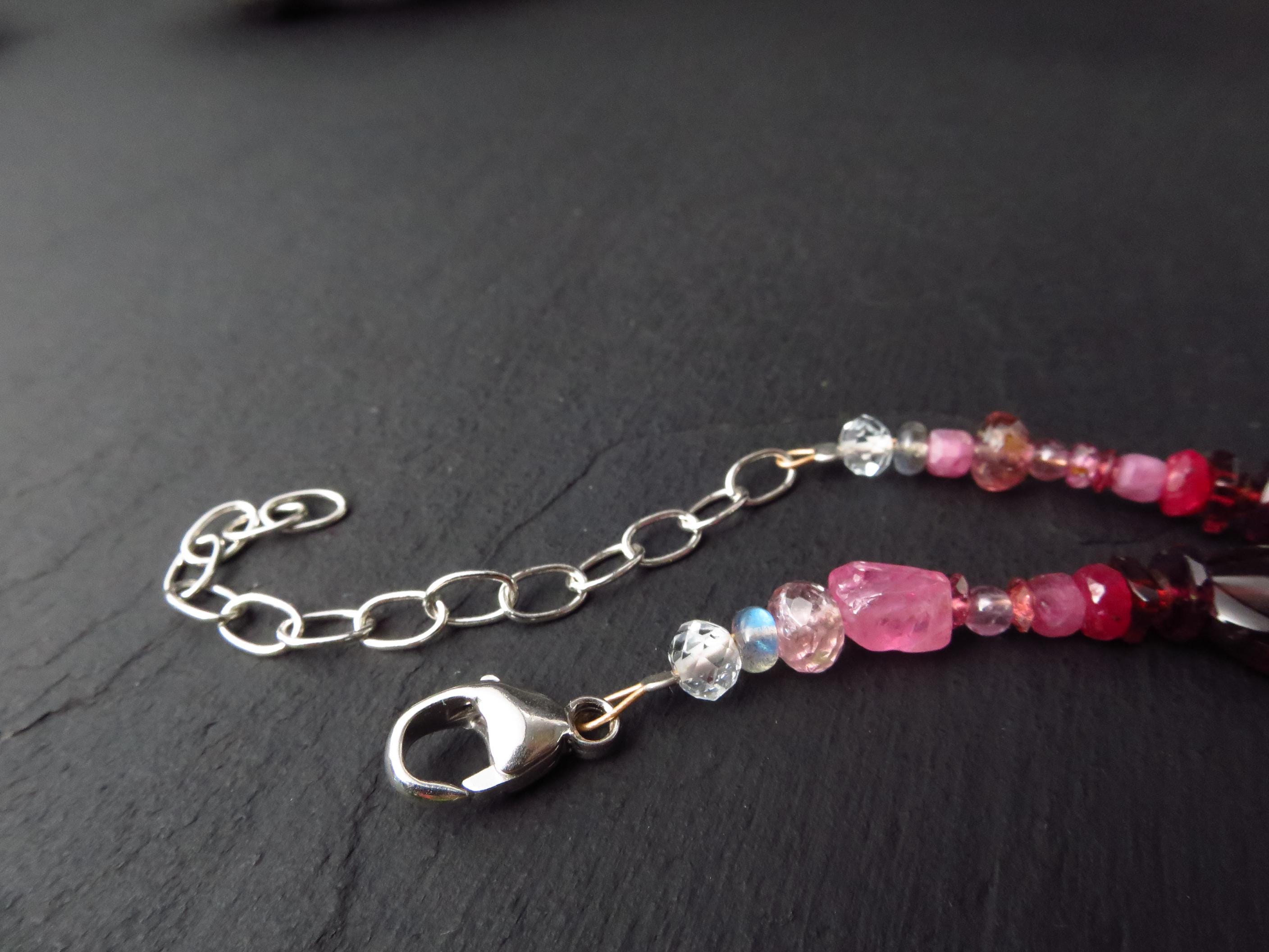 Chakra Regenbogen bunte Kette Silber Edelstein