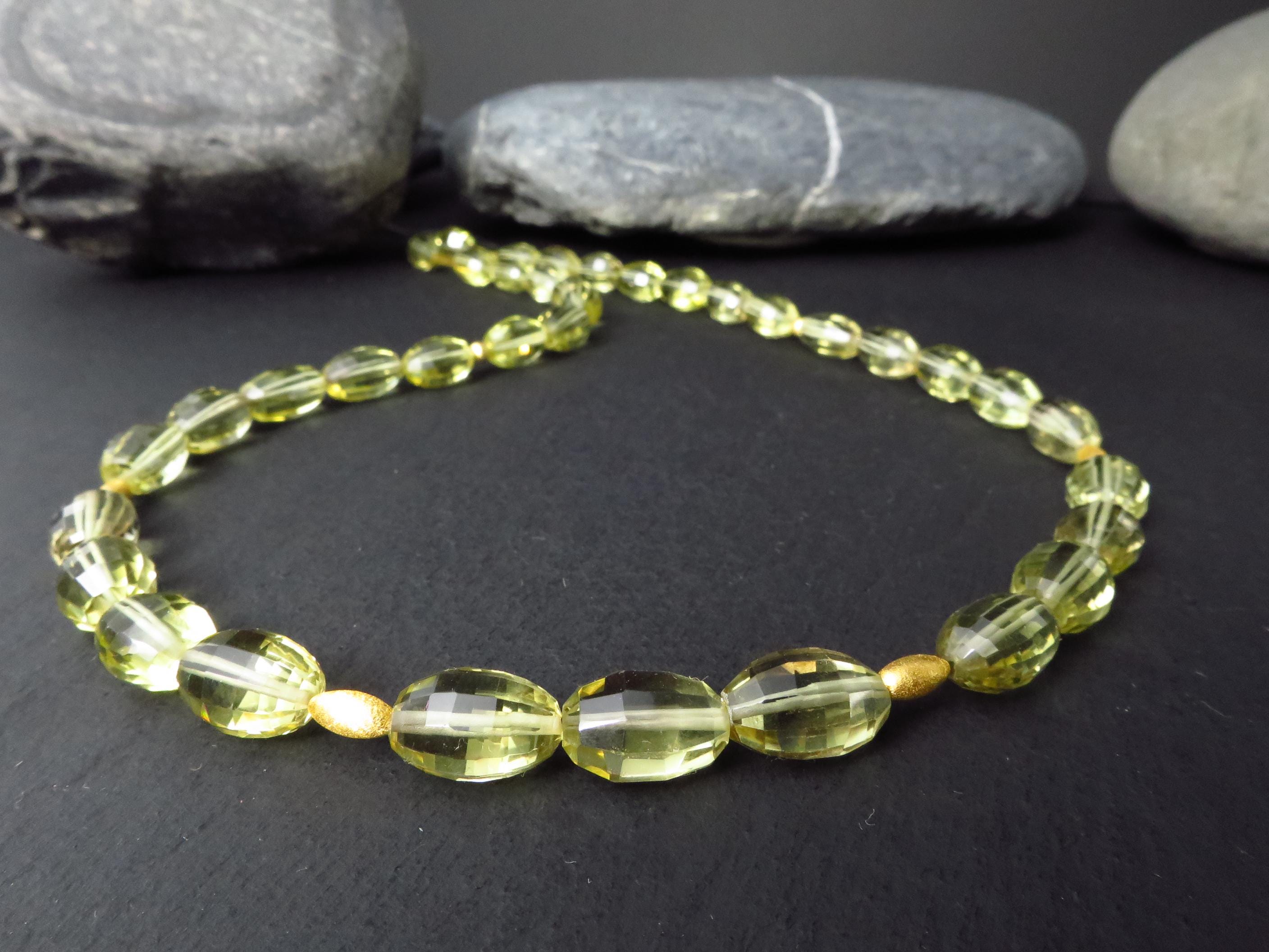 Citrin Edelsteinkette gelb 47cm Silber Lemonquarz