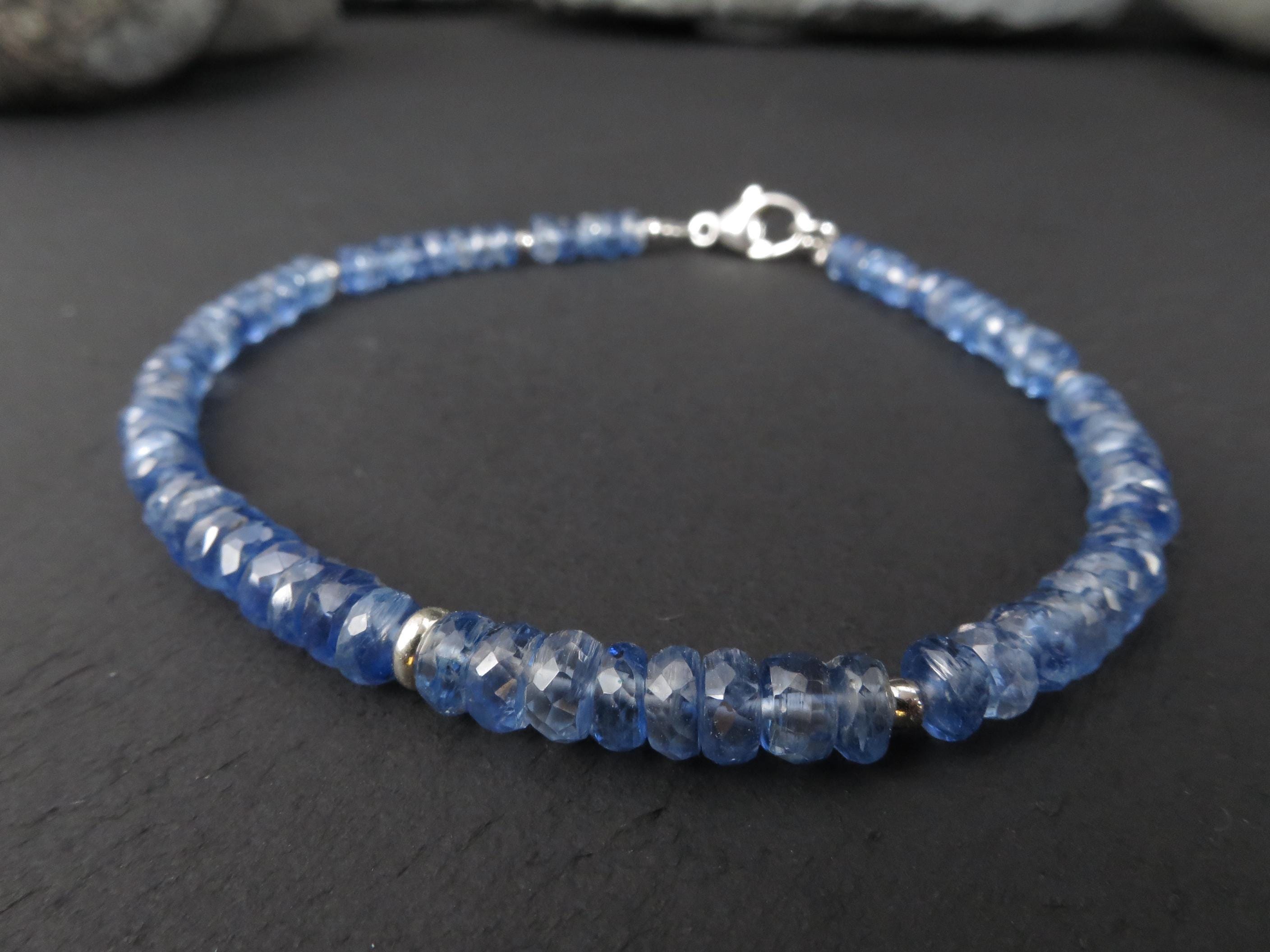 Kyanit Armband facettiert 19cm blaues Edelsteinarmband