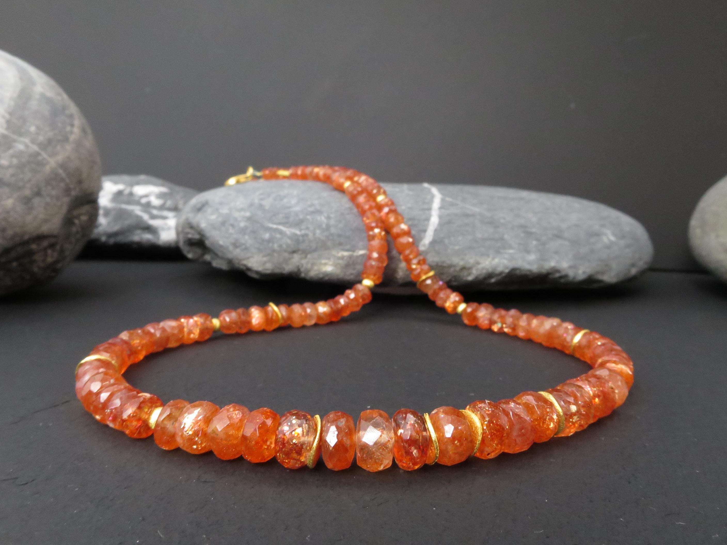 Sonnenstein Kette 48cm vergoldet Edelsteinkette