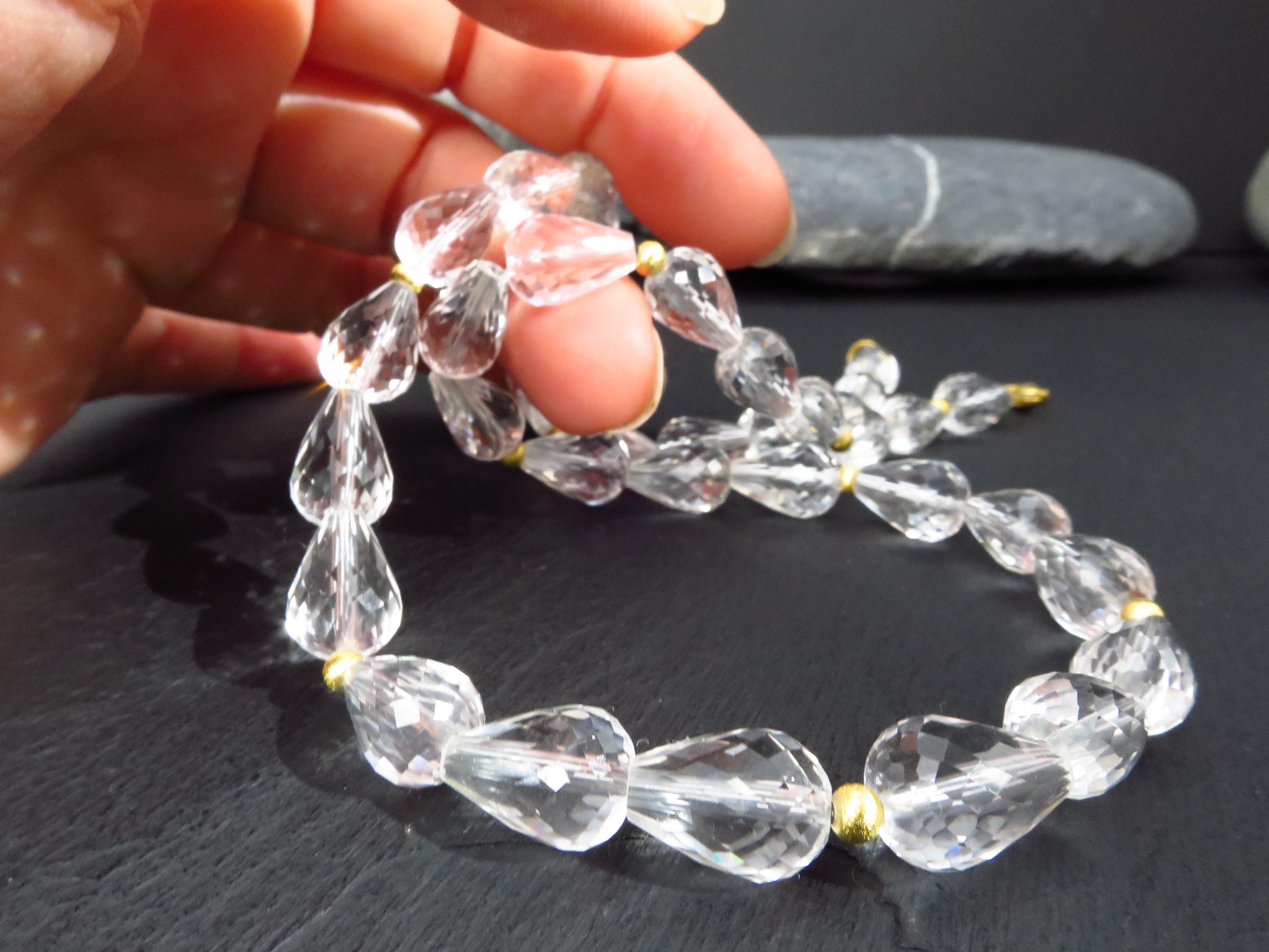 Echte Bergkristall Edelsteinkette vergoldet 46cm