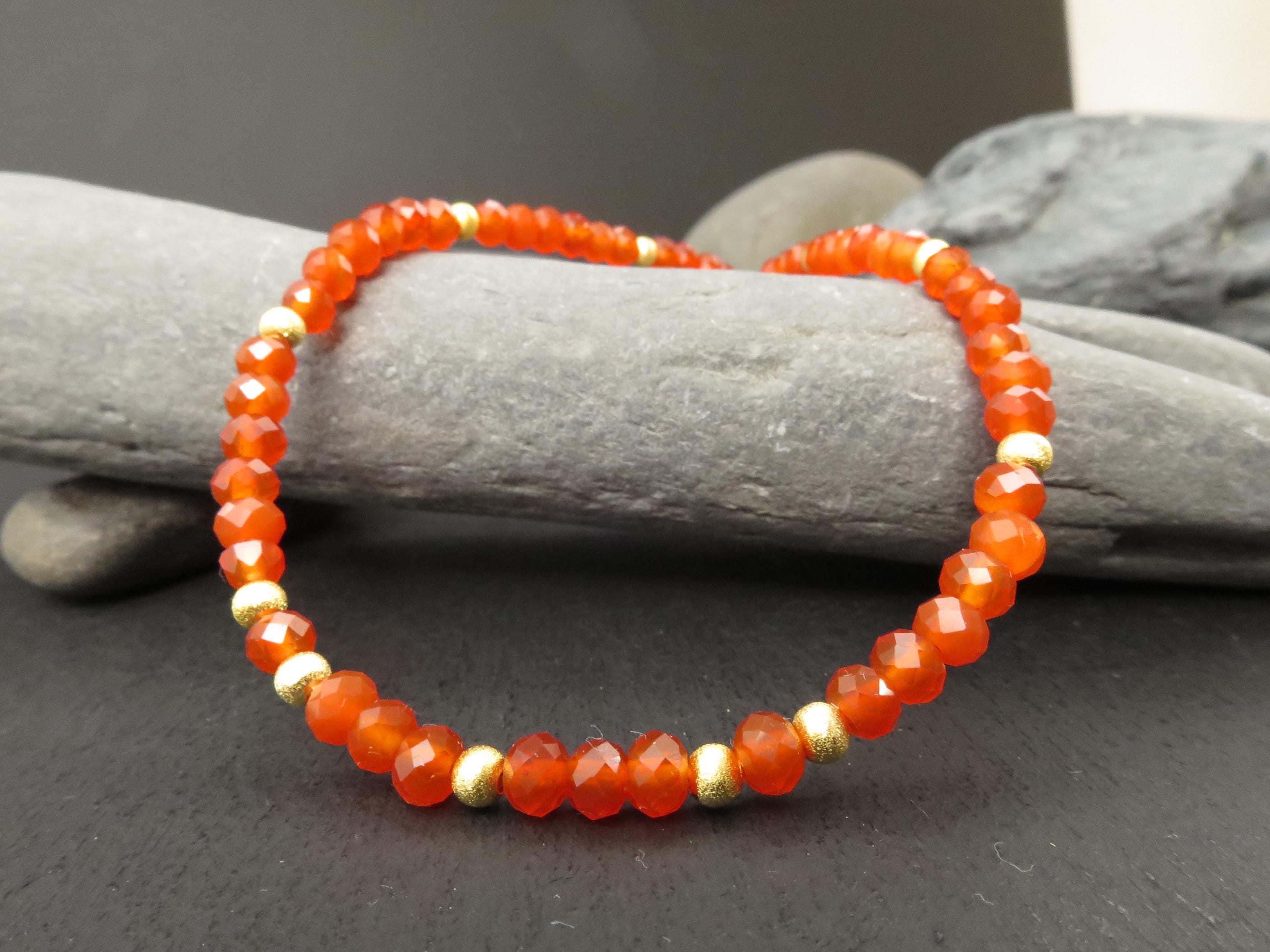 Karneol Edelstein Armband Silber vergoldet orange