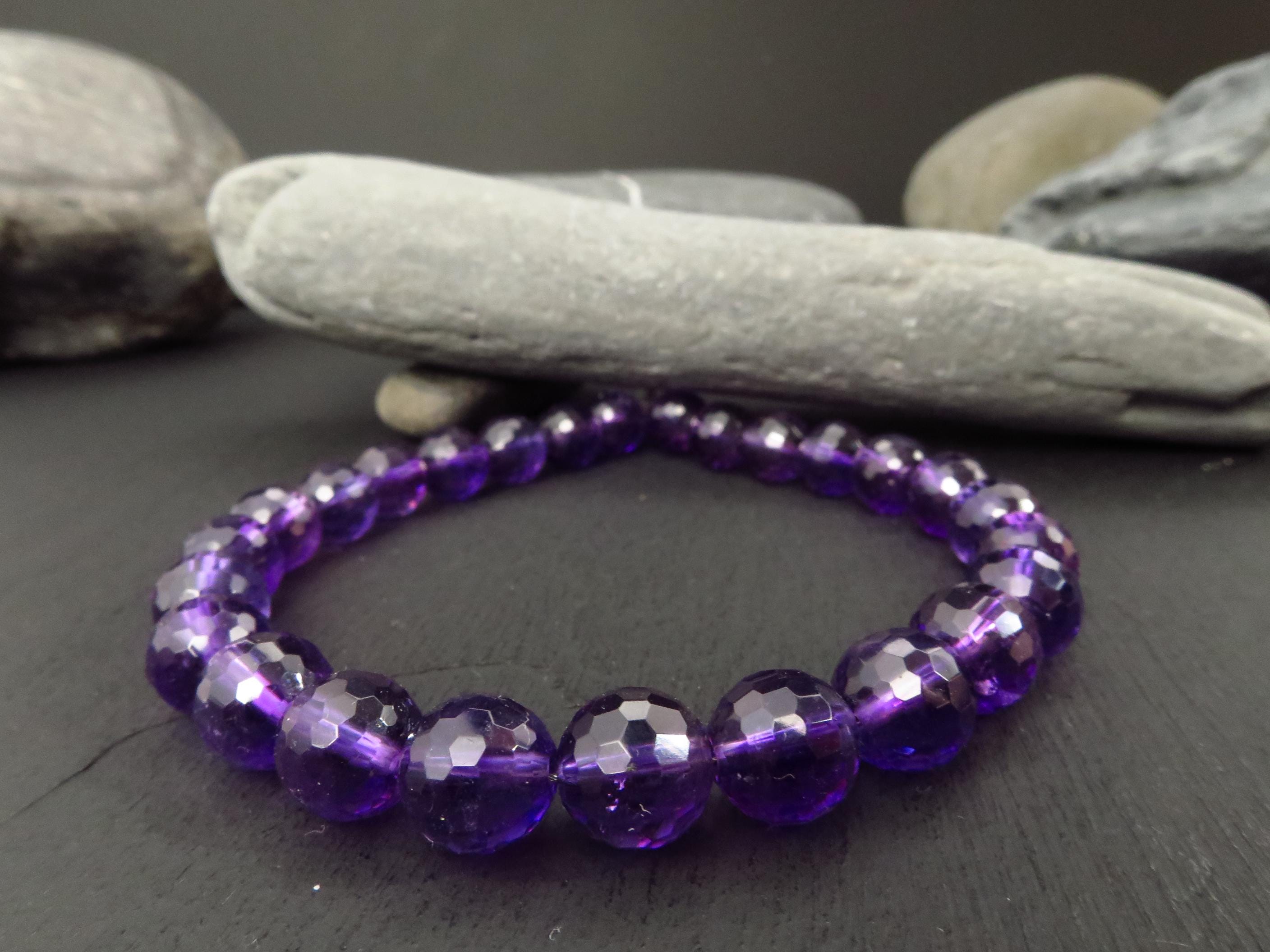 Amethyst lila Edelstein Armband Sterling Silber
8,5mm Durchmesser