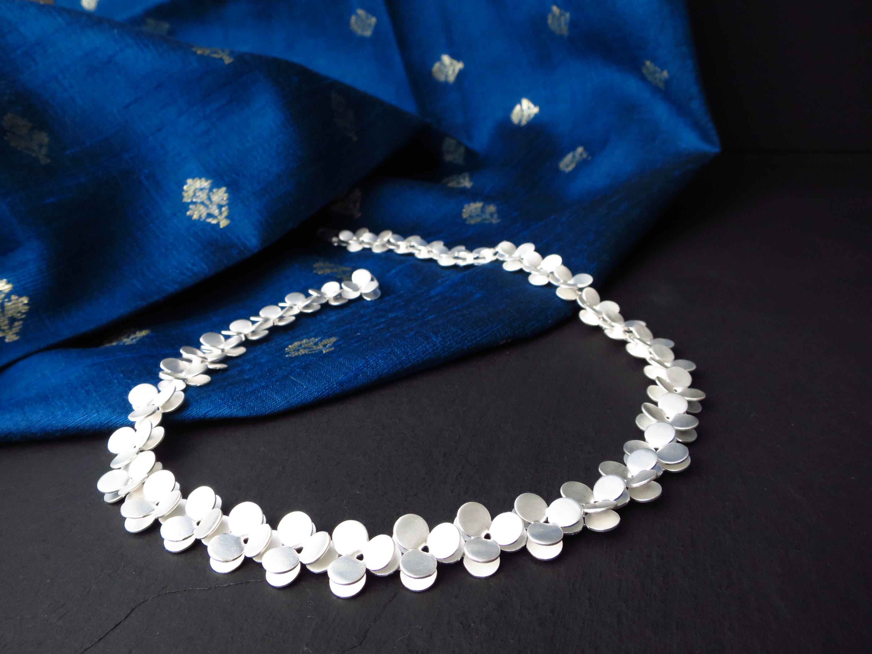 Sterling Silber Kette 43cm solid Blümchenkette