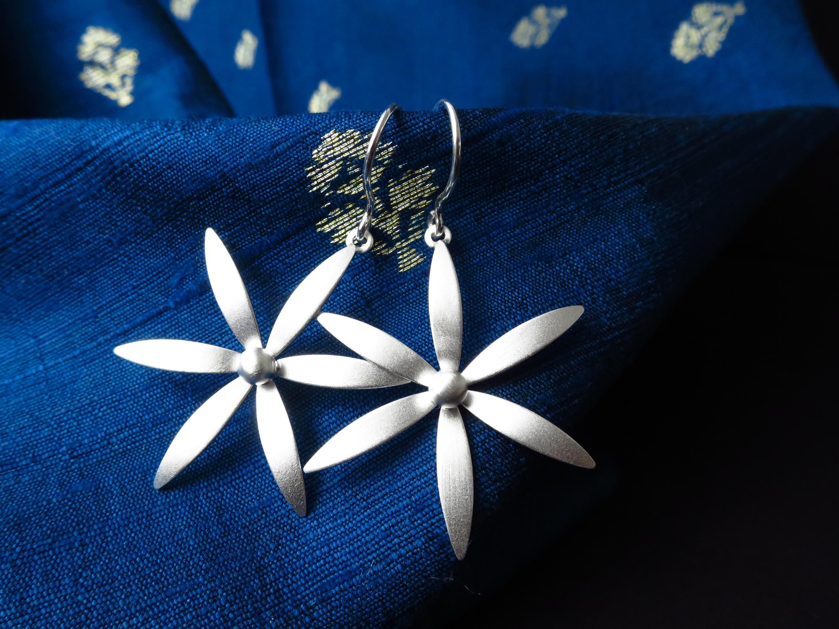 Sterling Silber Ohrringe solid Blumen Statement