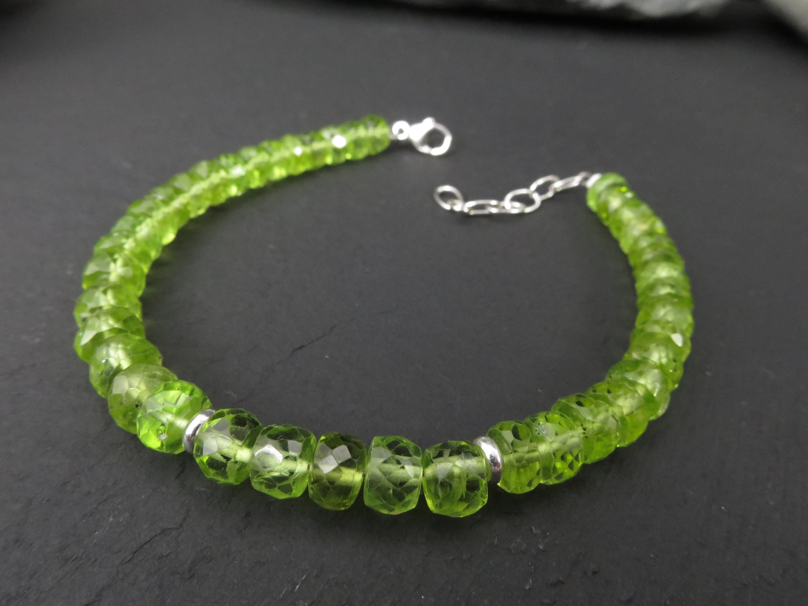 Peridot Armband grünes Edelsteinarmband 16,5 - 19,5 cm