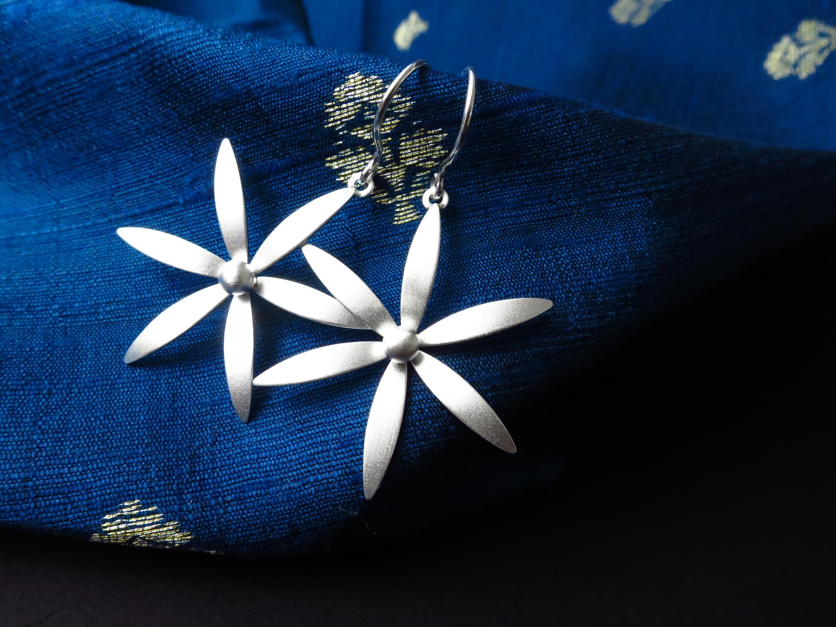 Sterling Silber Ohrringe solid Blumen Statement