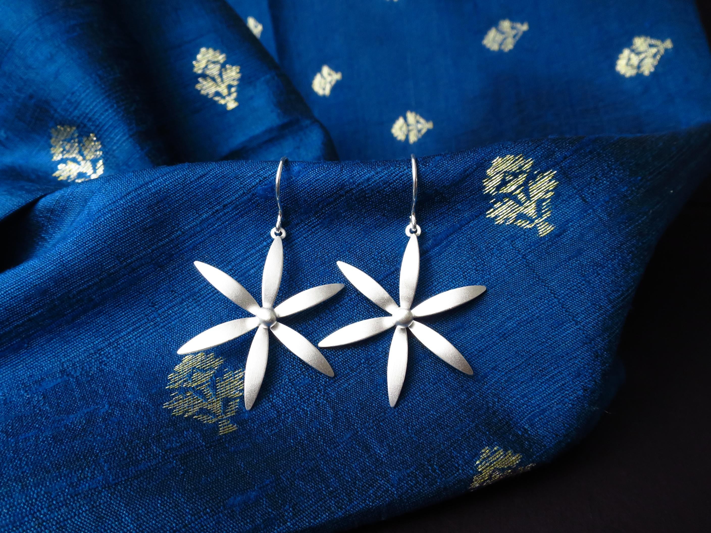 Sterling Silber Ohrringe solid Blumen Statement