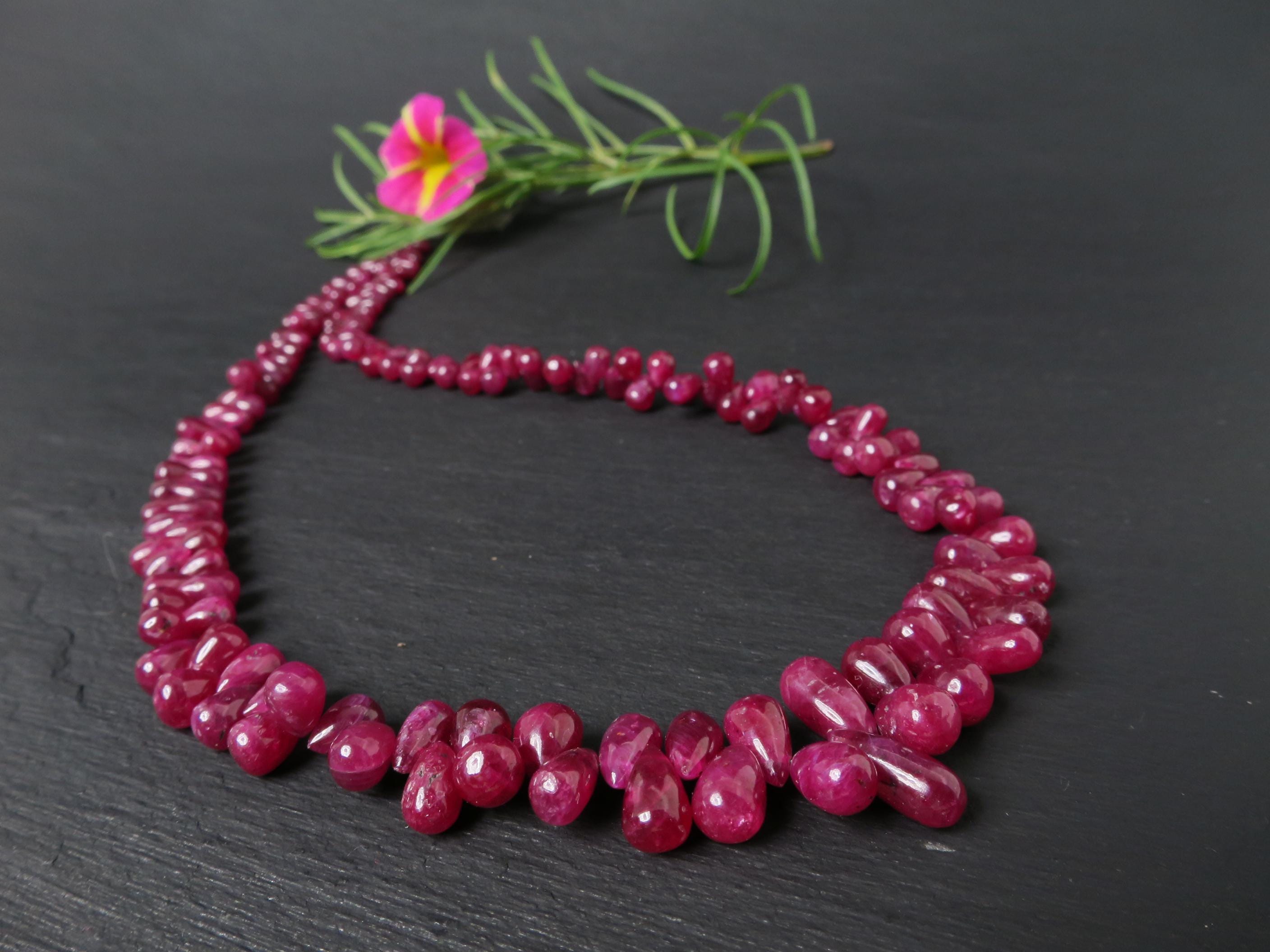 Rubin Tropfenkette rot 47cm Natur Edelstein Collier