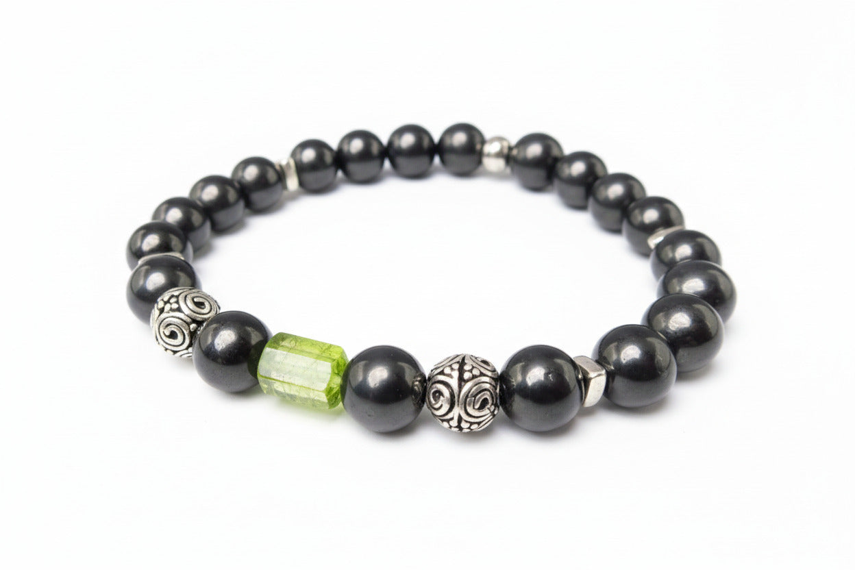 Edelstein Armband Turmalin und Schungit für Männer