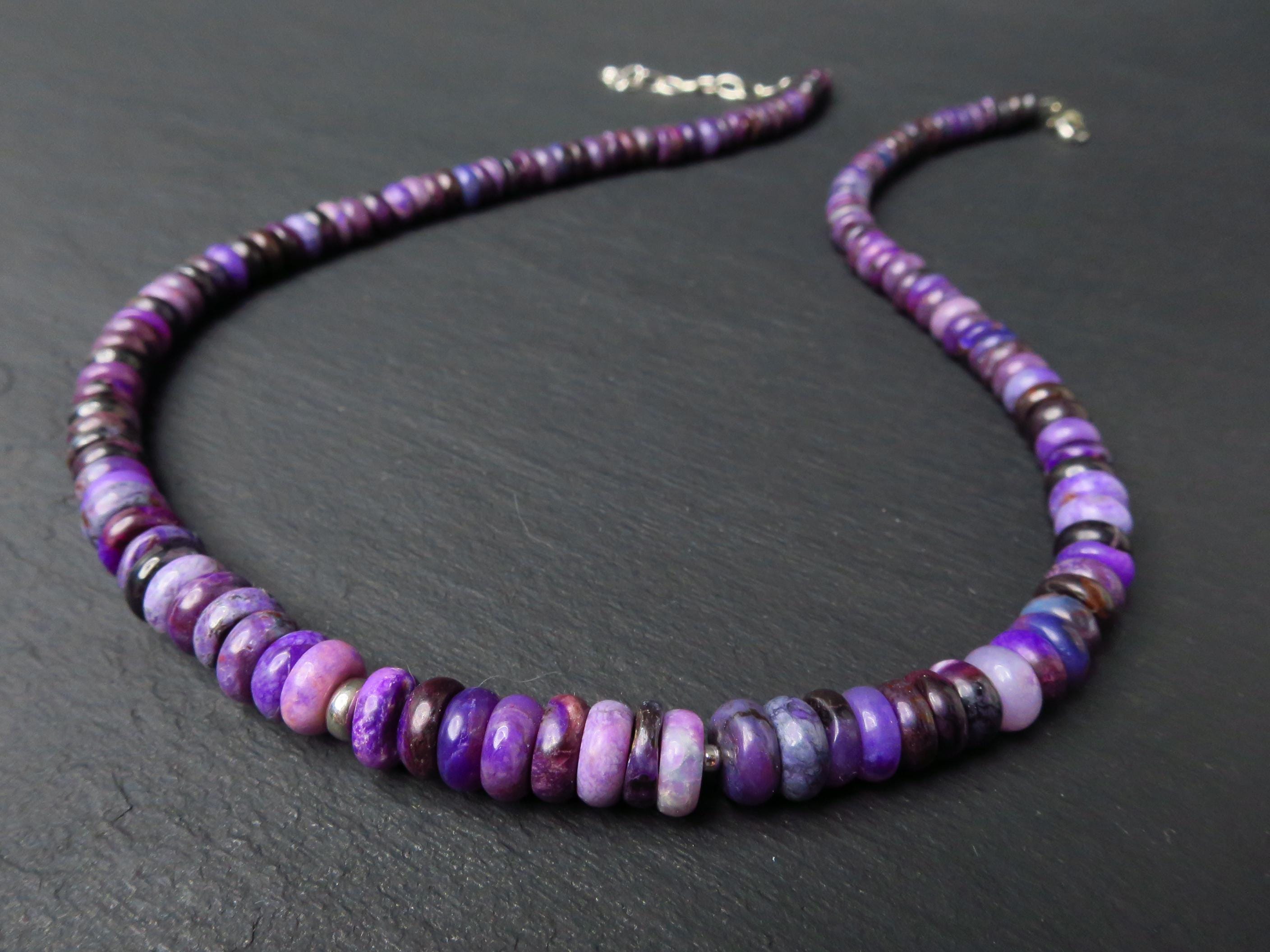 Sugilith Kette Silber lila 43,5cm echte Edelsteinkette
