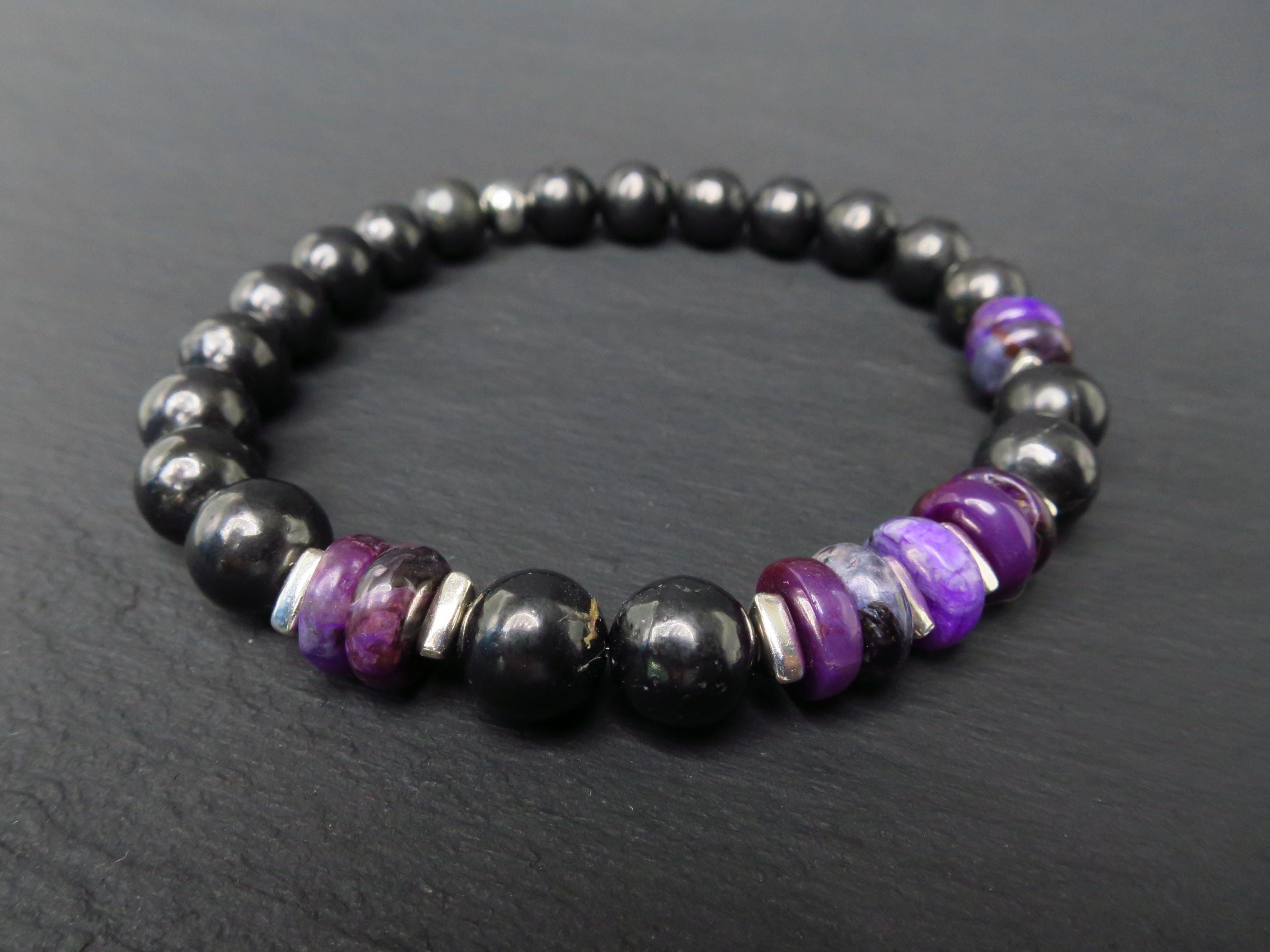 Sugilith Armband mit Schungit für Herren und Damen