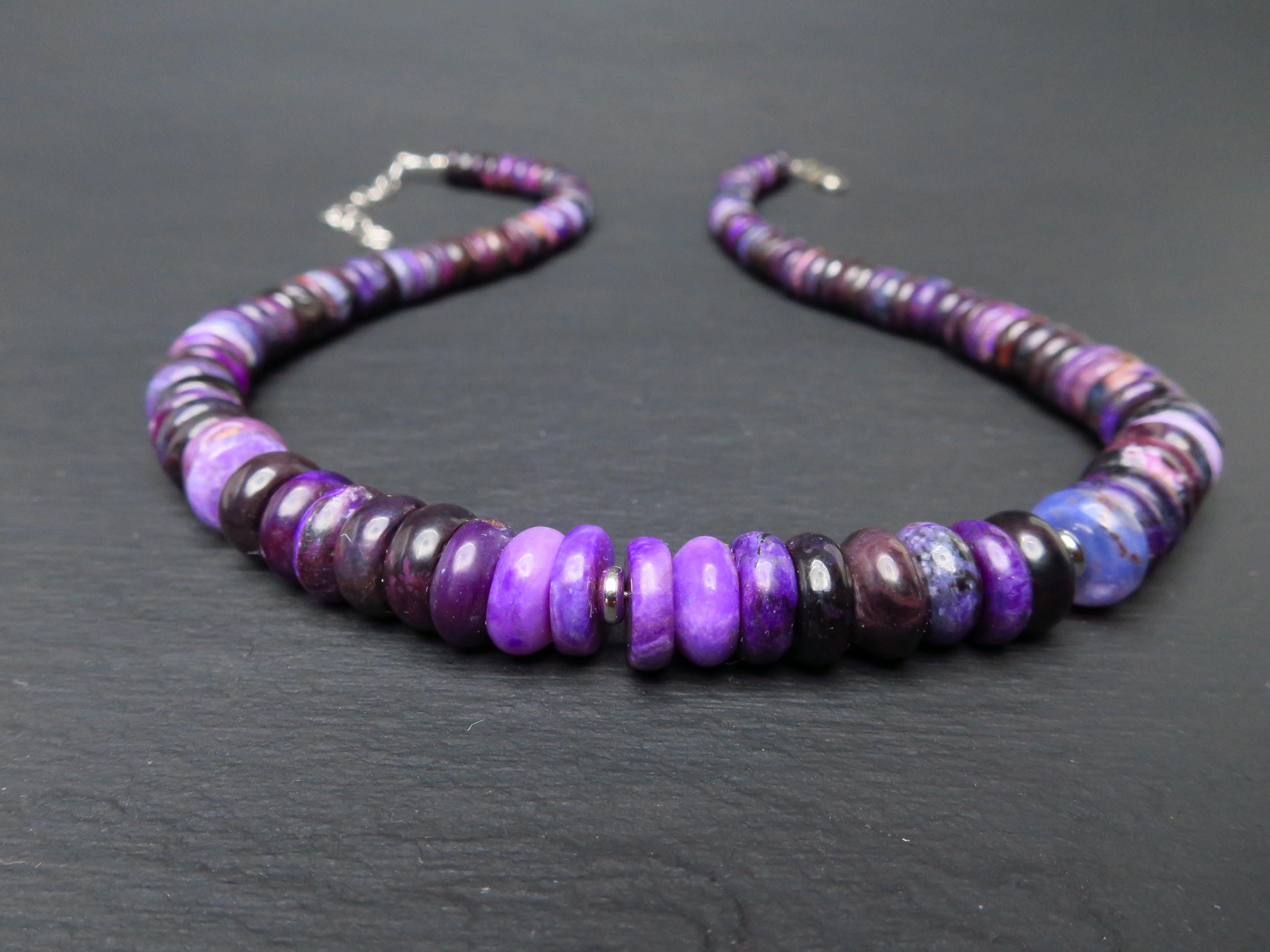 Sugilith Kette Silber lila 45,5cm echte Edelsteinkette