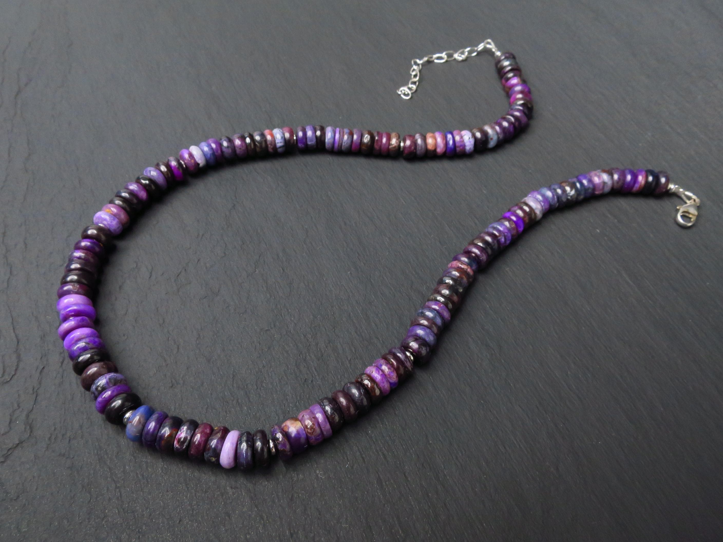 Sugilith Kette Silber lila 45,5cm echte Edelsteinkette