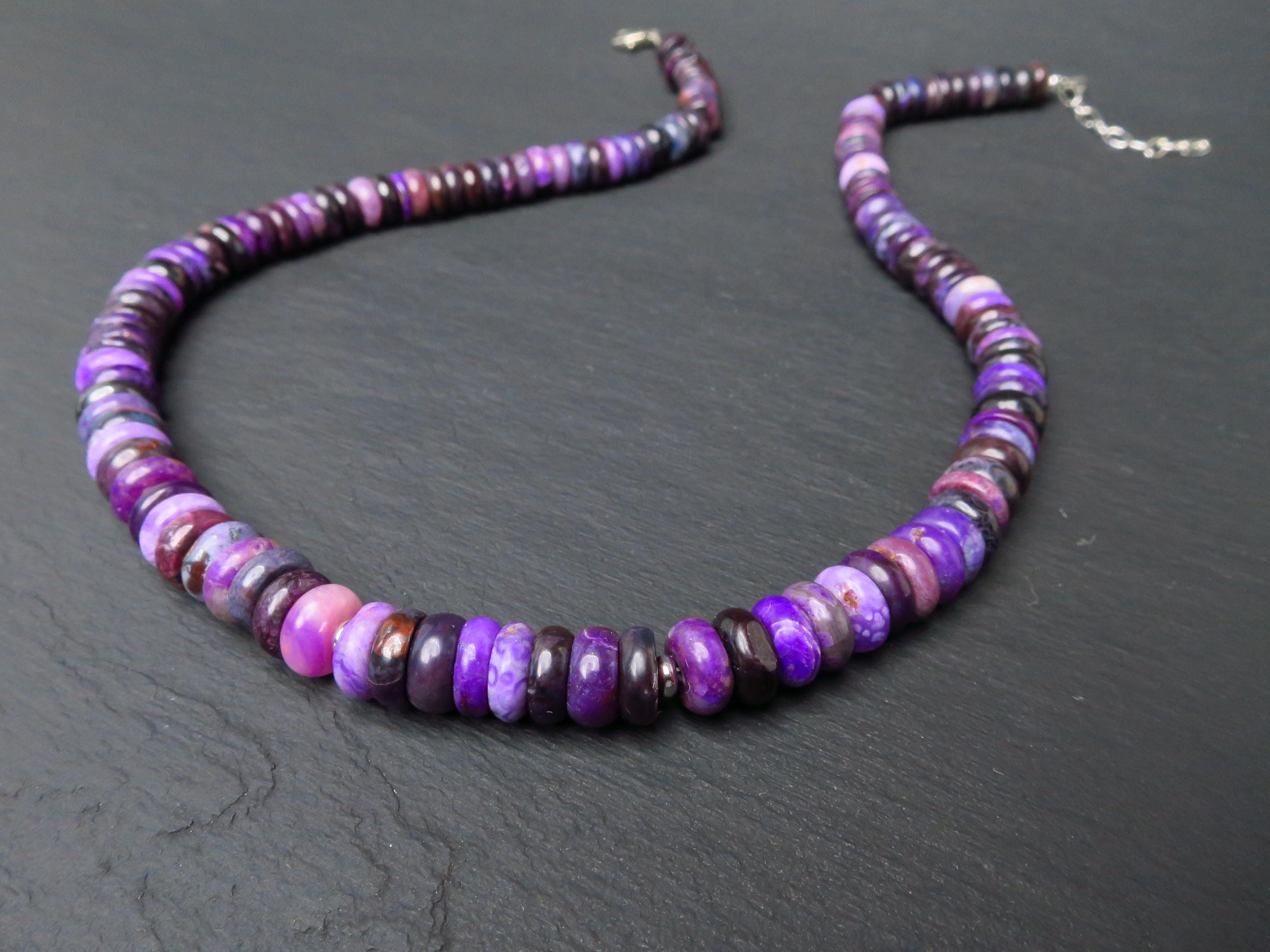Sugilith Kette Silber lila 47cm echte Edelsteinkette