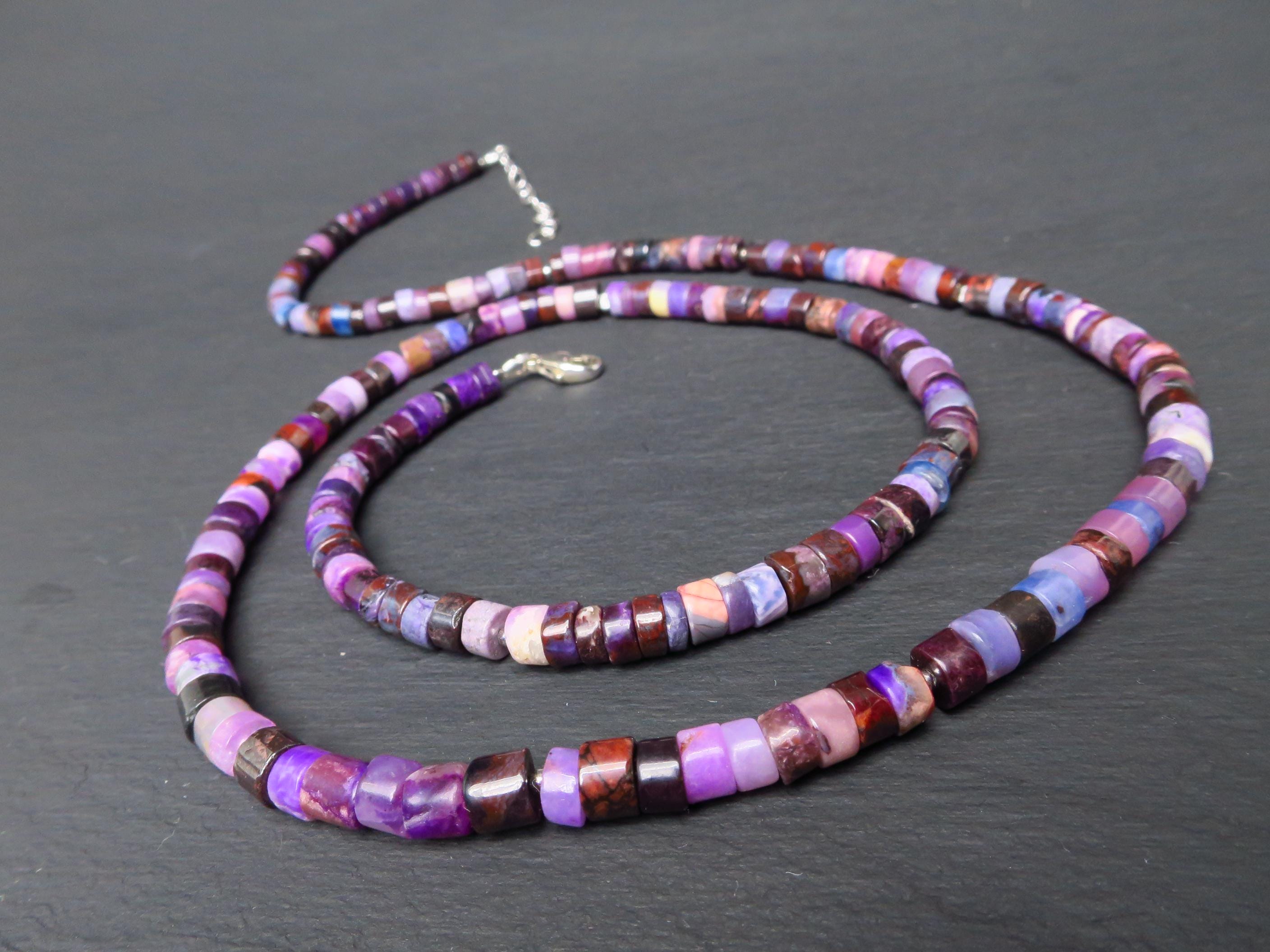 Sugilith Kette Silber lila 66cm echte Edelsteinkette
