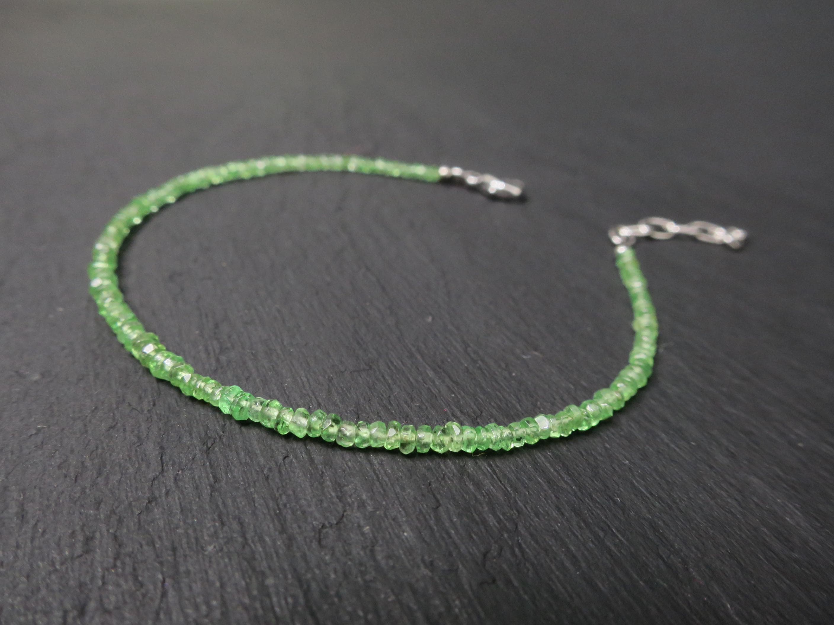 Tsavorit Armband facettiert 17-19.5 cm mit 925 Silber