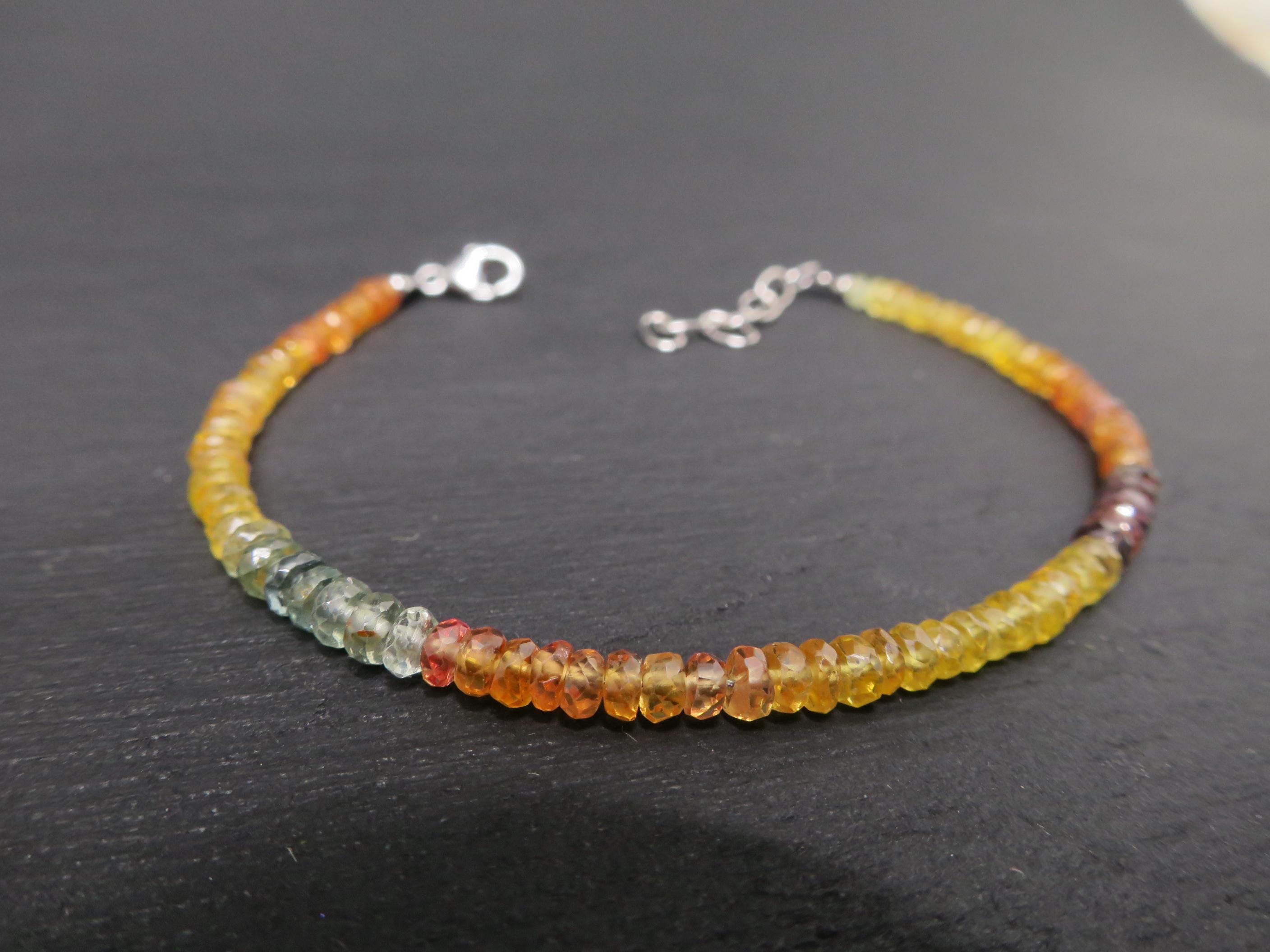 Buntes Saphir Armband gelb, orange, blau 16 - 18.5 cm