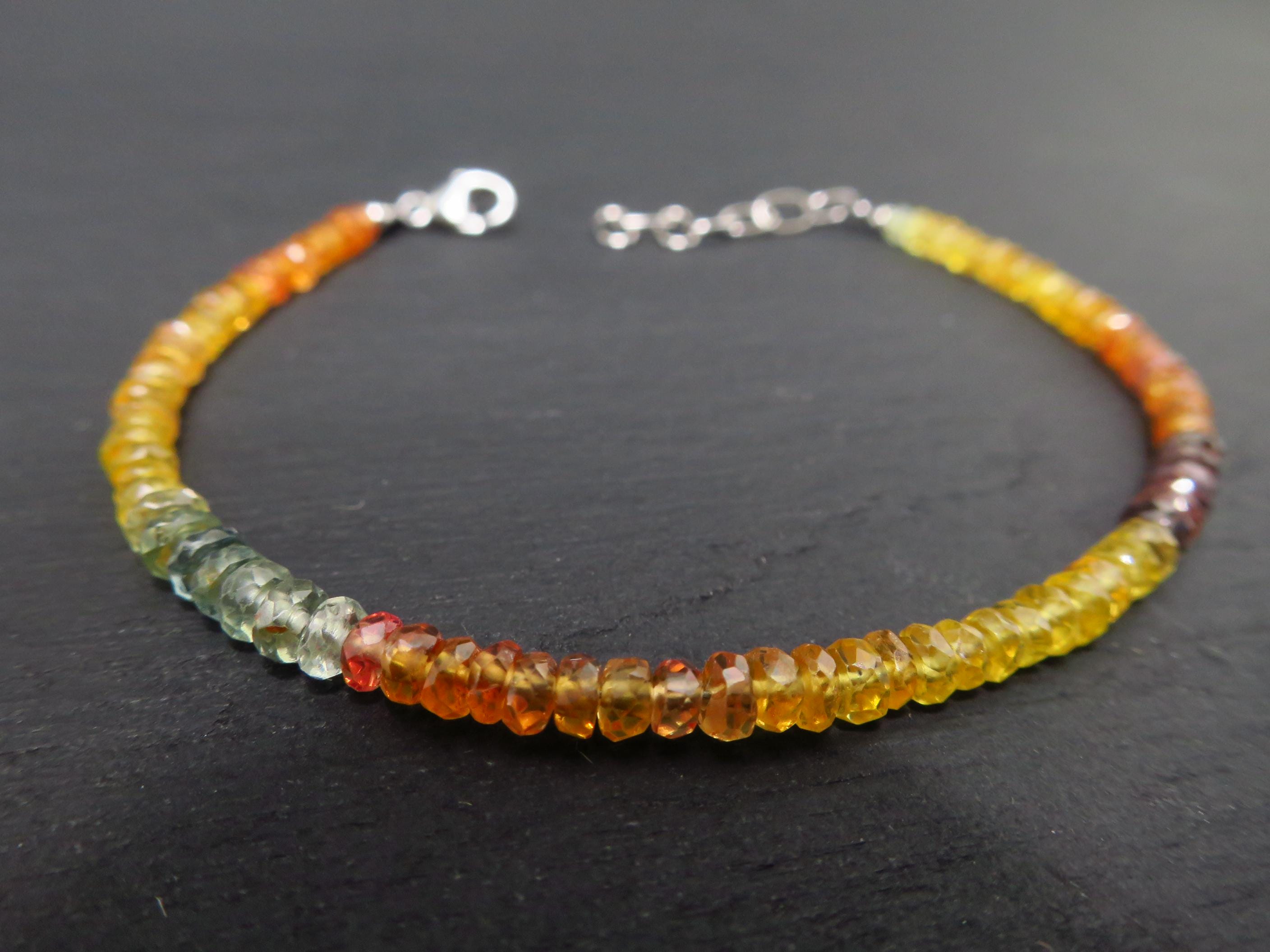Buntes Saphir Armband gelb, orange, blau 16 - 18.5 cm